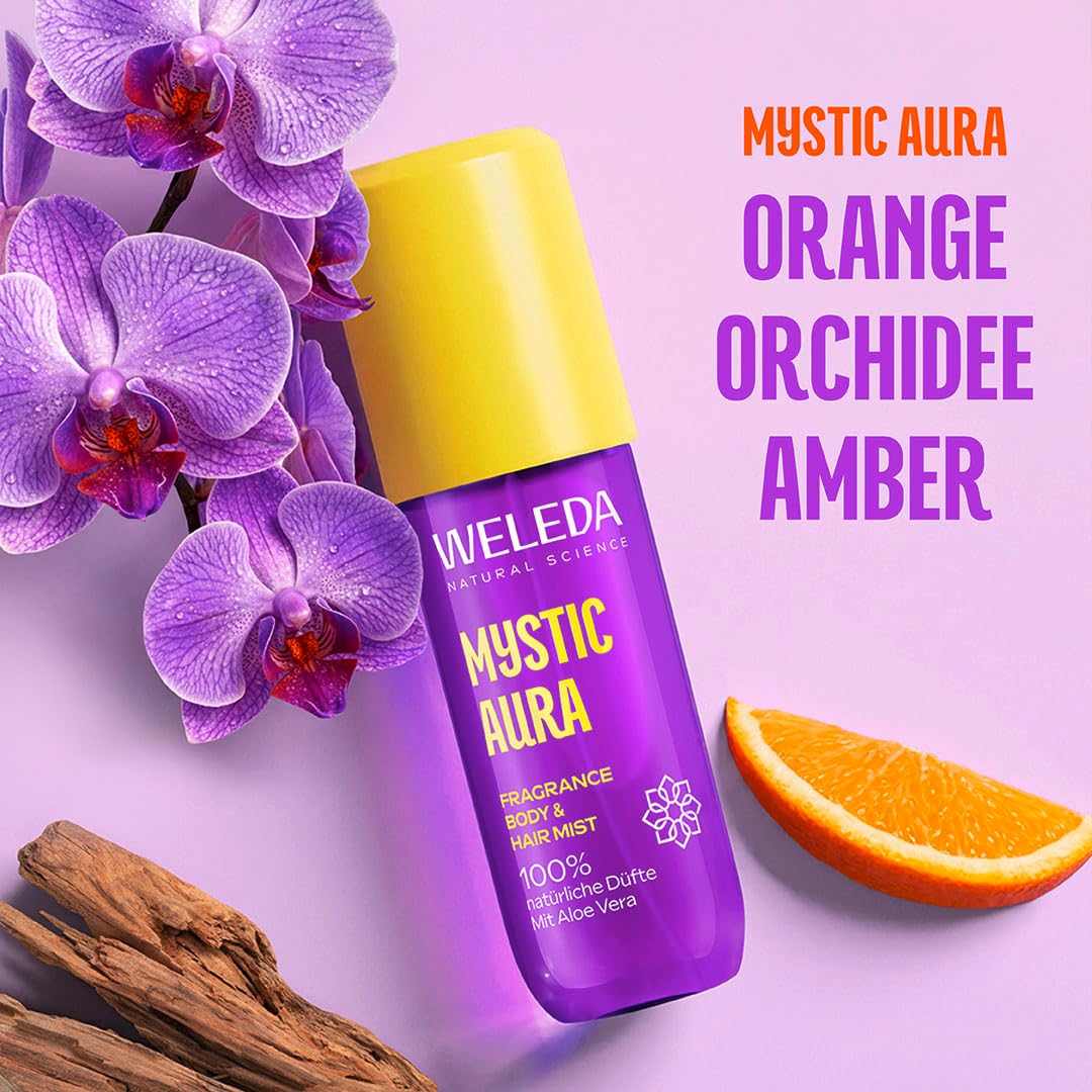 WELEDA Fragrance Body & Hair Mist Mystic Aura – Naturkosmetik Körperspray/Körperspray mit Orangen-, Orchideen-, Patchouli- & Amber-Duft, erfrischt Haut & Haare (vegan, 95 ml) – Bild 3
