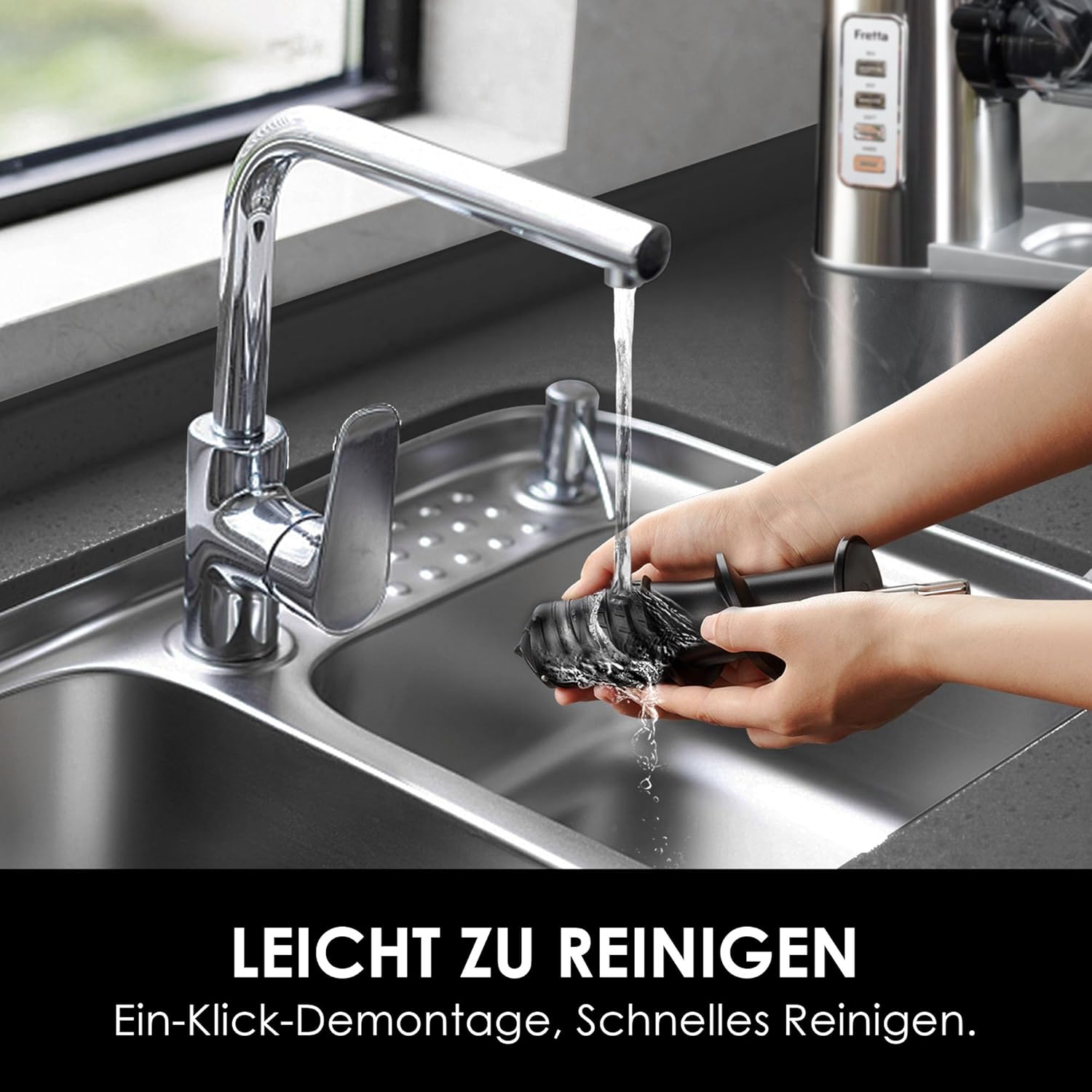 Fretta Slow Juicer Entsafter Gemüse und Obst Gemüse Testsieger 76mm Öffnung Obstpresse Elektrischer Entsafter Äpfel Sellerie Entsafter Maschine Kauende Gemüsepresse BPA-frei (Edelstahl) – Bild 5