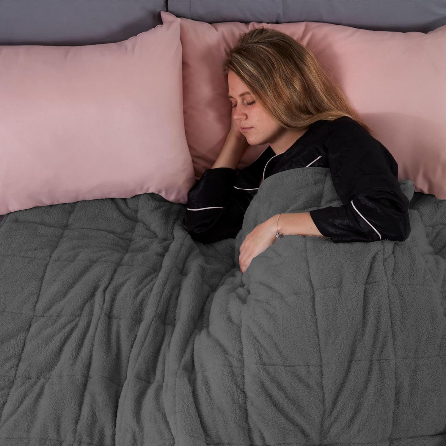 Brentfords Gewichtsdecke 6 kg für Einzelpersonen, Gewichtsdecke aus Teddyfleece für Erwachsene, 125 x 180 cm, schwere Decke Anthrazit (Haftungsausschluss: Nur für Personen ab 3 Jahren geeignet) – Bild 9