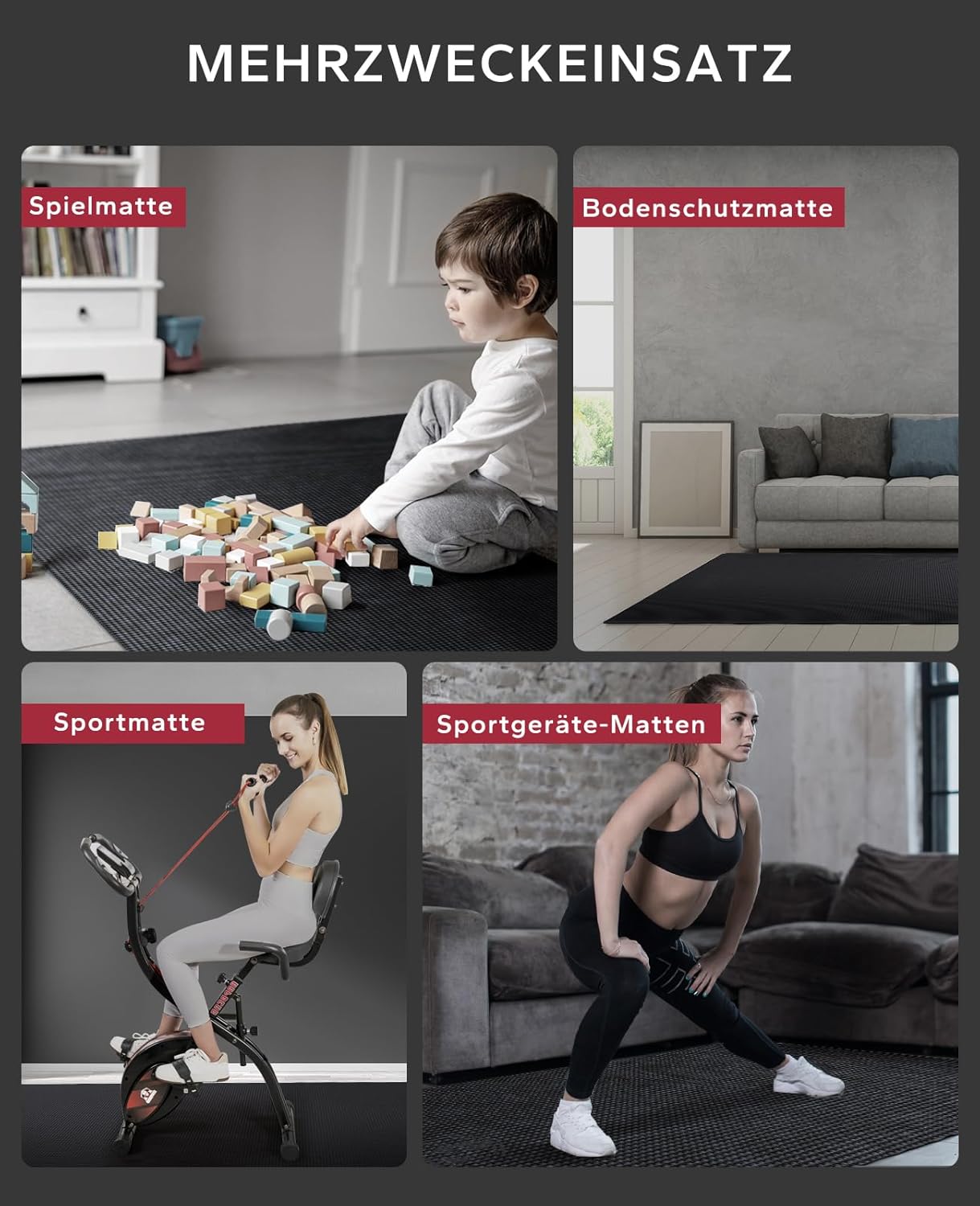 APBEAR Yogamatte XXL- Extra Groß Breit Sportmatte Fitnessmatte Rutschfest 213cm x 152cm / 366cm x 183cm x 8mm Dicke, Hoher Dichte Ultra Haltbar PVC, Gymnastikmatte Schuhfreundlich – Bild 5
