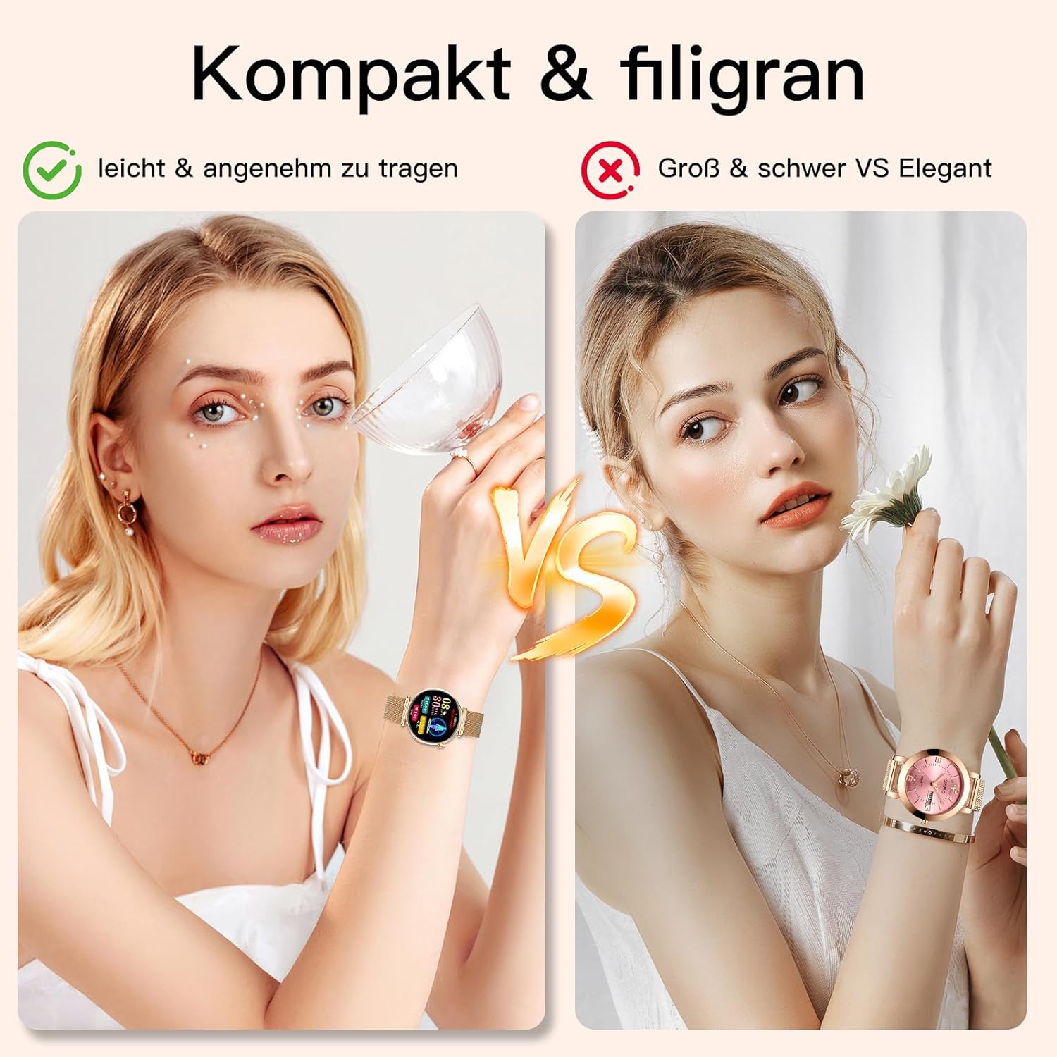 2026 Damen-Smartwatch mit EKG/Blutdruck/B, 1,32 Zoll AOD-Gesundheitsuhr, AI-Zifferblatt und AI Smart Q&A, Bluetooth-Anrufe/Spо₂/Aρnοe/Schlaf/Puls/HRV/BMI/Stress, 100+ Sportmodi, kleine runde Fitnessuhr – Bild 8