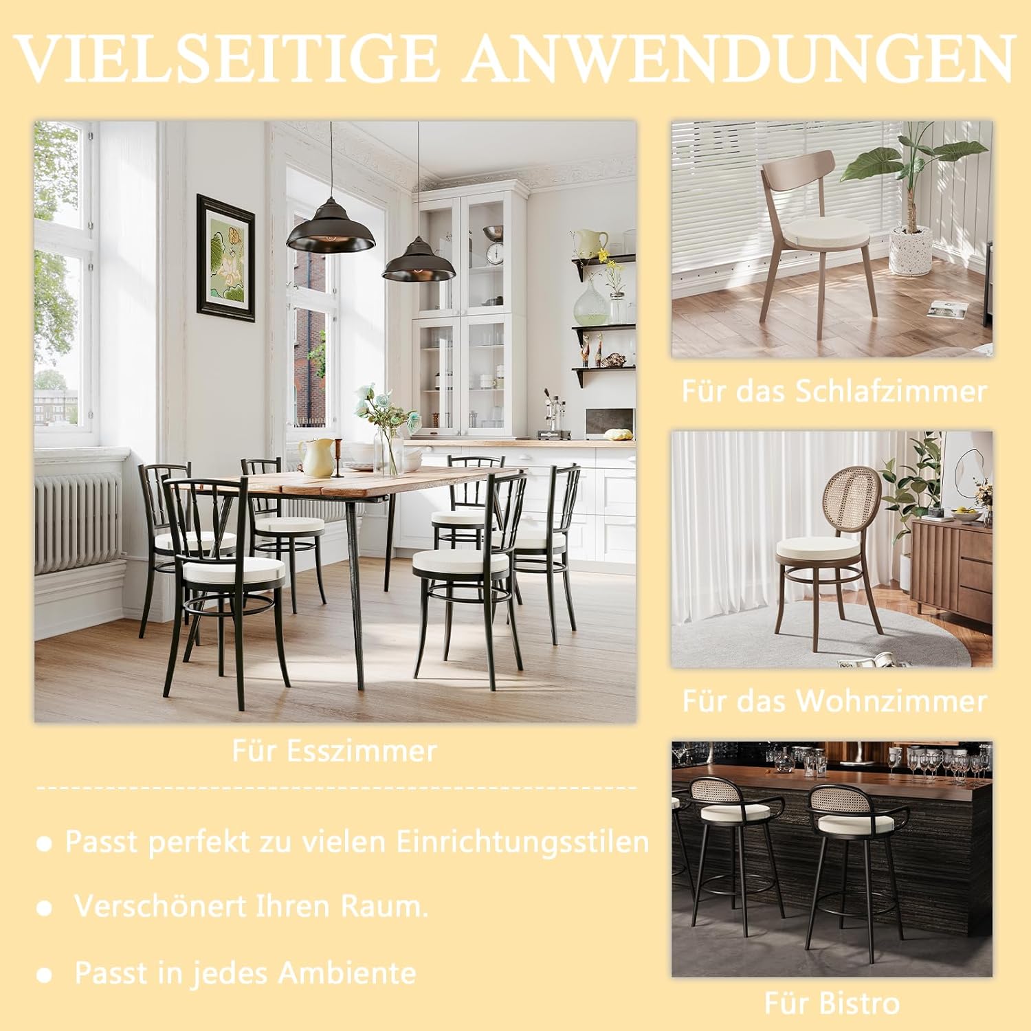 Rundes Stuhlkissen-Set (2, Beige) 35 x 35 x 5 cm – Sitzkissen aus hochdichtem Schaumstoff für Küchenstuhl, Gartenstuhl – waschbarer Bezug für drinnen und draußen – Bild 7