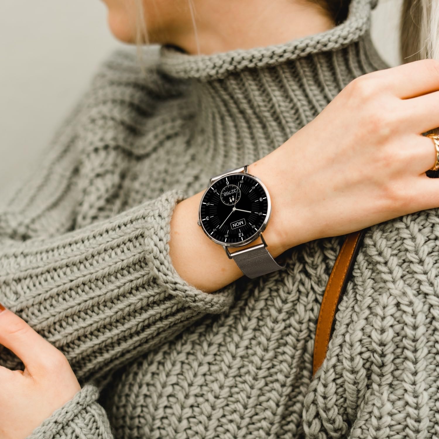 XCOAST SIONA 2 Damen Smartwatch Silber – Feinmaschiges Armband, AMOLED-Display, Fitnessuhr mit Herzfrequenz, Blutdruck & SPO₂, 21+ Sportmodi, IP68 wasserdicht, 7 Tage Akku, Android & iOS – Bild 6