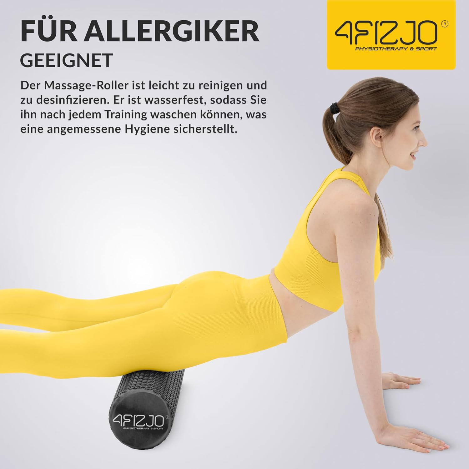 4FIZJO Faszienrolle mit Noppen aus EVA-Schaum, Durchmesser 15 cm, Länge 90 cm, Massagerolle, Rückenrolle, leicht, langlebig, mittlere Härte, Faszientraining, Massagetraining, schwarz – Bild 7