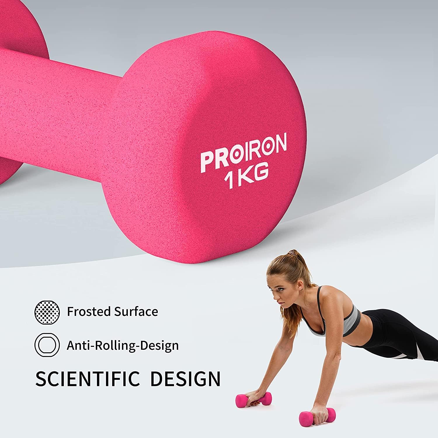 Proiron Neopren-Hantel-Set, kleine Hanteln (2er-Set) für Damen, Gymnastik, Yoga, Pilates und Kinder – Bild 3