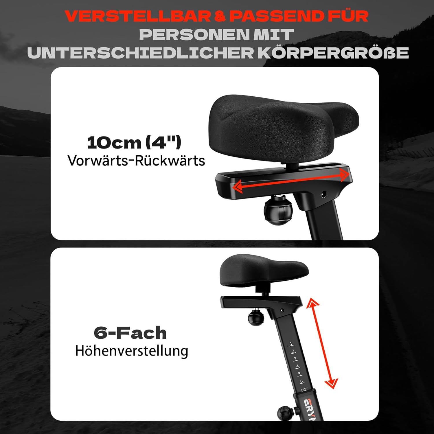 Air Bike, Heimtrainer Fahrrad Air Bike mit Luftwiderstand, Trainingsfahrrad mit einstellbarem Magnetwiderstand, Leises Indoor-Fitnessbike für Ganzkörpertraining, LCD-Monitor, App-Verbindung – Bild 8