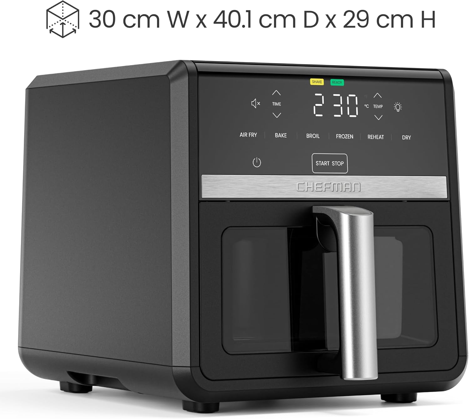 Chefman TurboFry Heißluftfritteuse, 8,5 l, 6-in-1-Hochleistungs-230 °C-XL-Korb mit Sichtfenster, Heißluftfritteuse, Backen, Grill, Aufwärmen, Flüssigkeitszufuhr, Auftauen, Schwarz – Bild 9