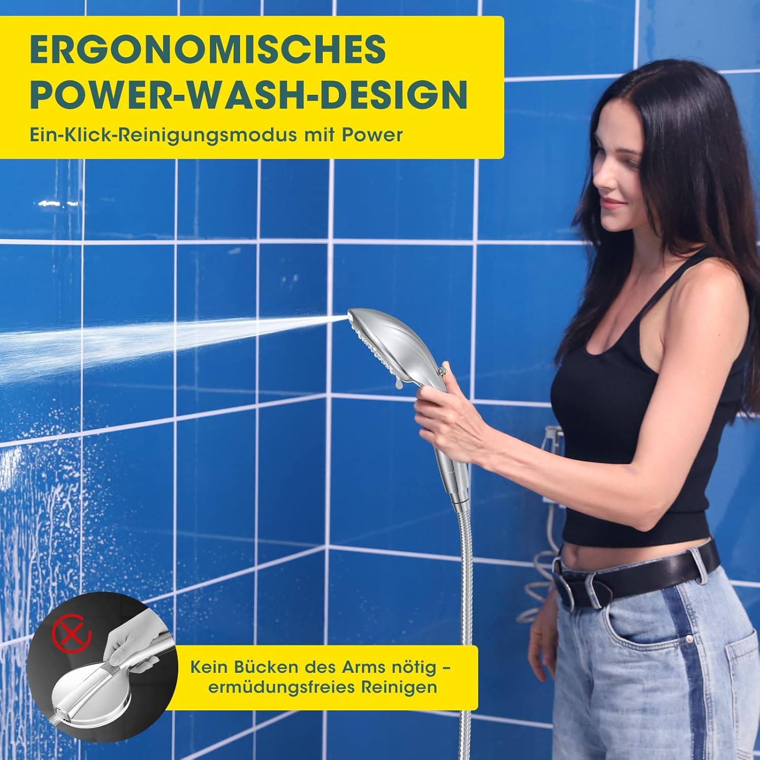 FASDUNT Duschkopf mit Filter gegen Kalk, 8 Strahlarten, Hochdruckduschkopf mit Schlauch 2 m, 20 Schichten Filterduschkopf für hartes Wasser, Restchlor, Schwermetall – Bild 5