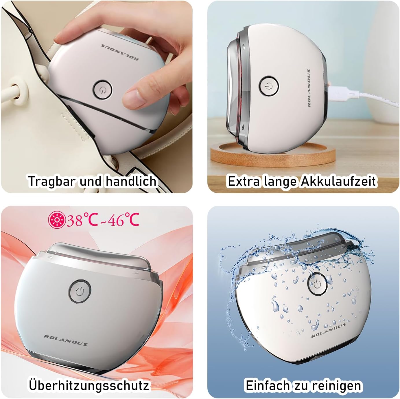 EMS Gua Sha, Rolandus Gesichtsmassagegerät Gua Sha elektrisch mit Vibration und Wärme, Gesichtsformungswerkzeug mit rotem, blauem, grünem und buntem Licht, Gesichtsmassagegerät für Gesicht, Anti-Falten, Anti-Aging – Bild 5