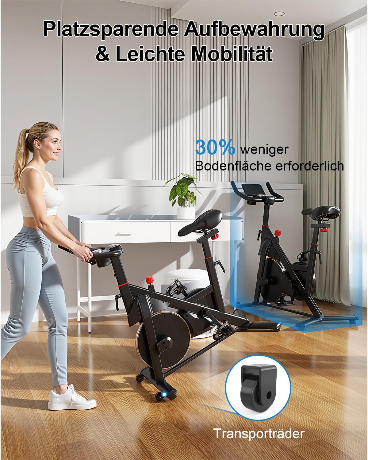 2026 Heimtrainer mit App, Lacuffy Heimtrainer-Fahrrad mit einstellbarem Magnetwiderstand, leiser und komfortabler Ergometer-Heimtrainer, LCD-Display, bis zu 136 kg mit AI Coach – Bild 9