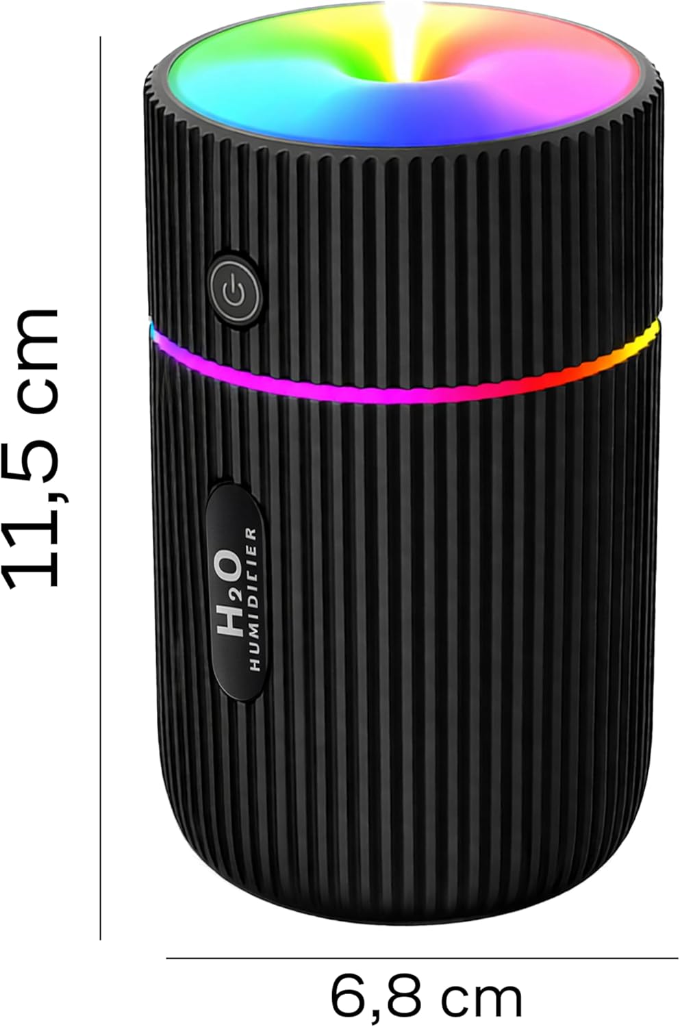Retoo Luftbefeuchter 220 ml, Ultraschall mit 2 W < 20 dB, leiser USB-Betrieb, 40 ml/h Nebel, 4–8 Stunden Laufzeit, Aroma für ätherische Öle, 7 Farben, RGB- oder Weißlicht, Mini-Luftbefeuchter für Schlafzimmer und Büro – Bild 9
