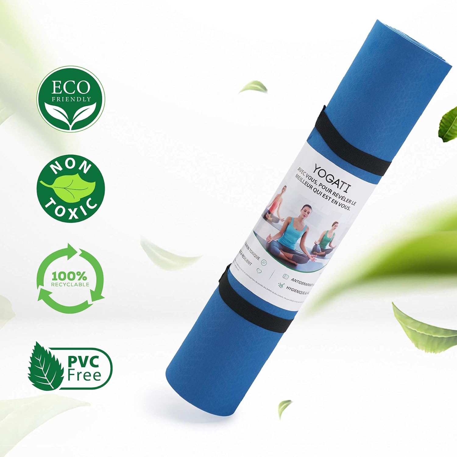 YOGATI Yogamatte, rutschfest, schadstofffrei, mit Tragegurt, Yogamatte mit Ausrichtungslinien, ideale Yogamatte zur Verwendung als Gymnastikmatte, Sportmatte, Fitnessmatte, Yogamatte – Bild 5