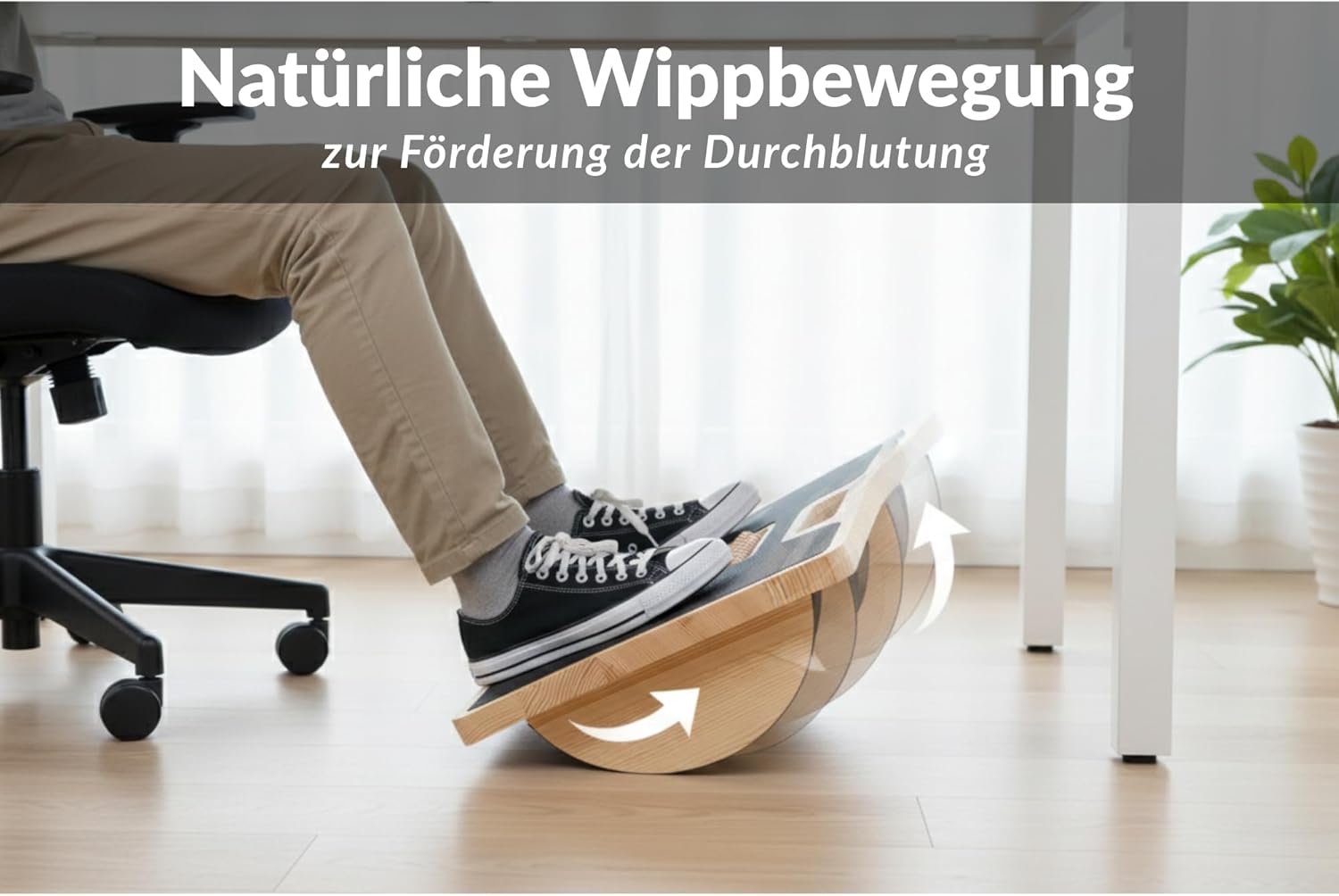 Ergonomische Schreibtisch-Fußstütze mit weicher, schwingender Massageoberfläche, Reflexzonenmassage aus Kiefernholz, massiv, faltbar und tragbar, elegantes Design, ideal für Zuhause und Büro – Bild 5
