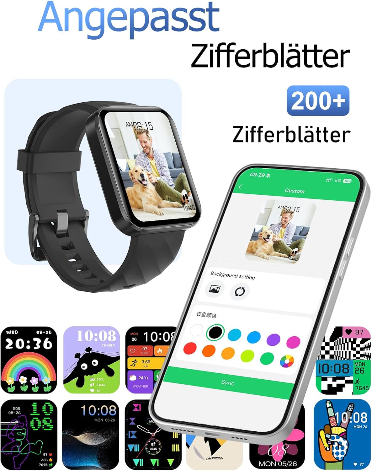 HUAKUA Smartwatch mit Telefonfunktion für Damen und Herren, über 100 Sportmodi, Fitnessuhr mit Herzfrequenzmesser, SpO2-Messung, Schlafüberwachung, Nachrichten für Android iOS – Bild 6