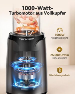 TECKNET 1000 W Smoothie Maker, Stan...