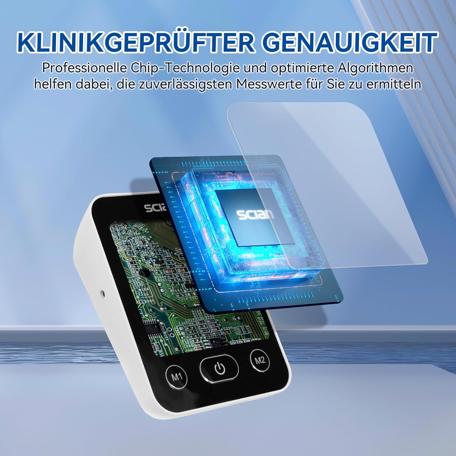 Automatisches Oberarm-Blutdruckmessgerät von Scian mit Manschettensitzkontrolle, klinisch validiert, für einen Oberarmumfang von 22–42 cm – Bild 3