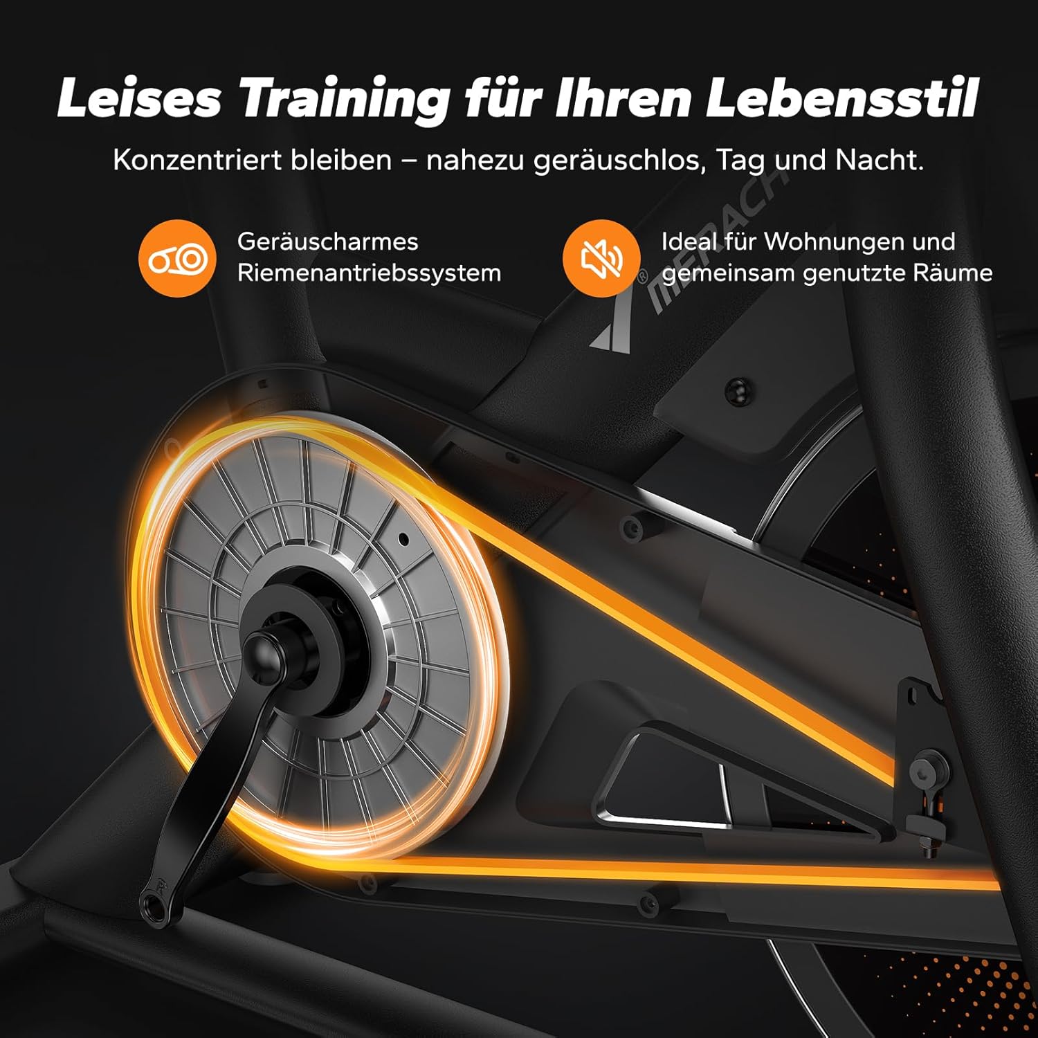 MERACH Profi-Heimtrainer Fahrrad mit 10kg Schwungrad, Max Laufruhe und Stabilität, Studioähnliches Training zu Hause, Leises Magnetbremssystem, Stoßdämpfender Luftkissensattel, Eigene App, Bis 158KG – Bild 4