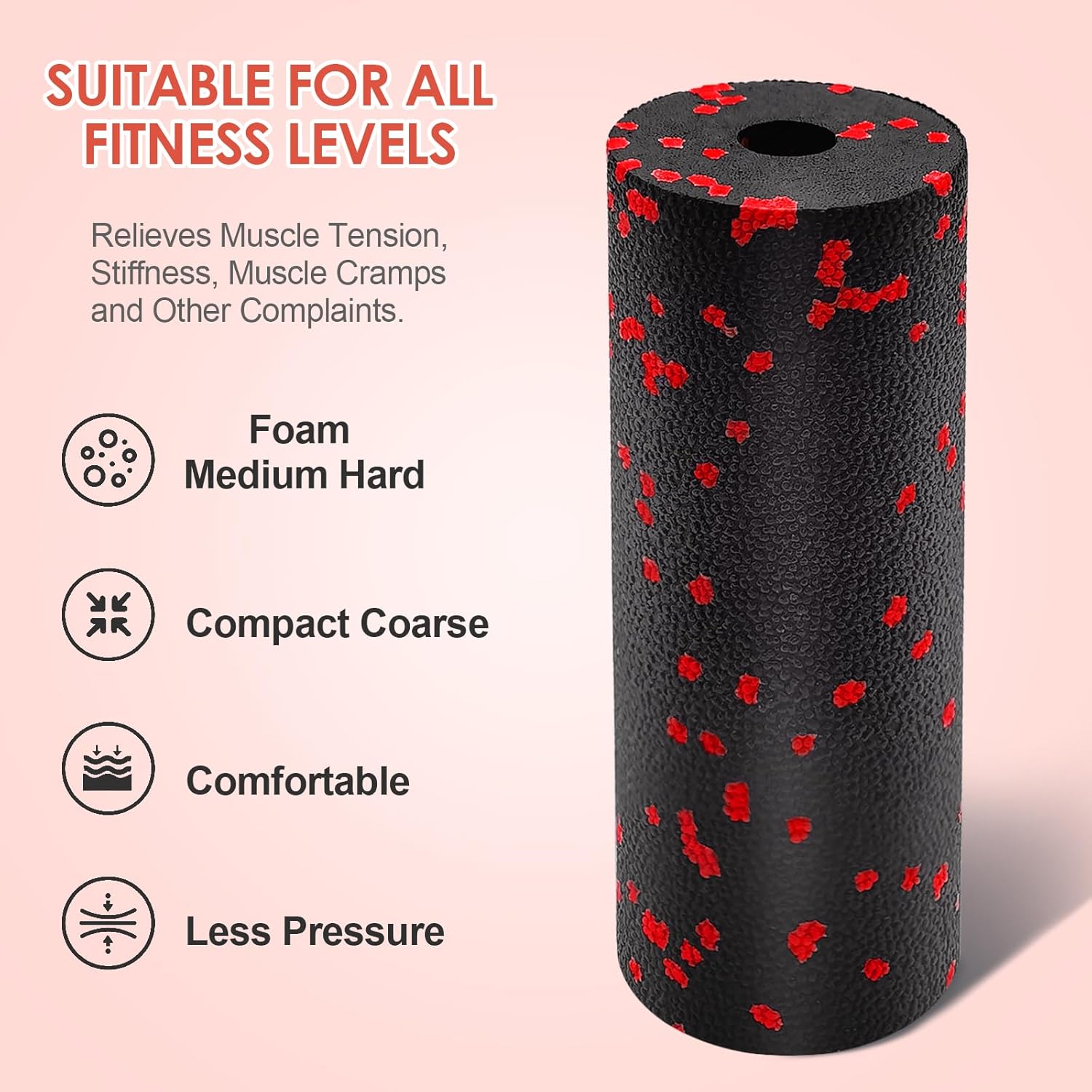 Faszienball und kleine Faszienrolle, Massageball-Set, Stress abbauen und verspannte Muskeln entspannen, Duoball für Wirbelsäule, Fuß, Nacken und Rücken (rot) – Bild 4