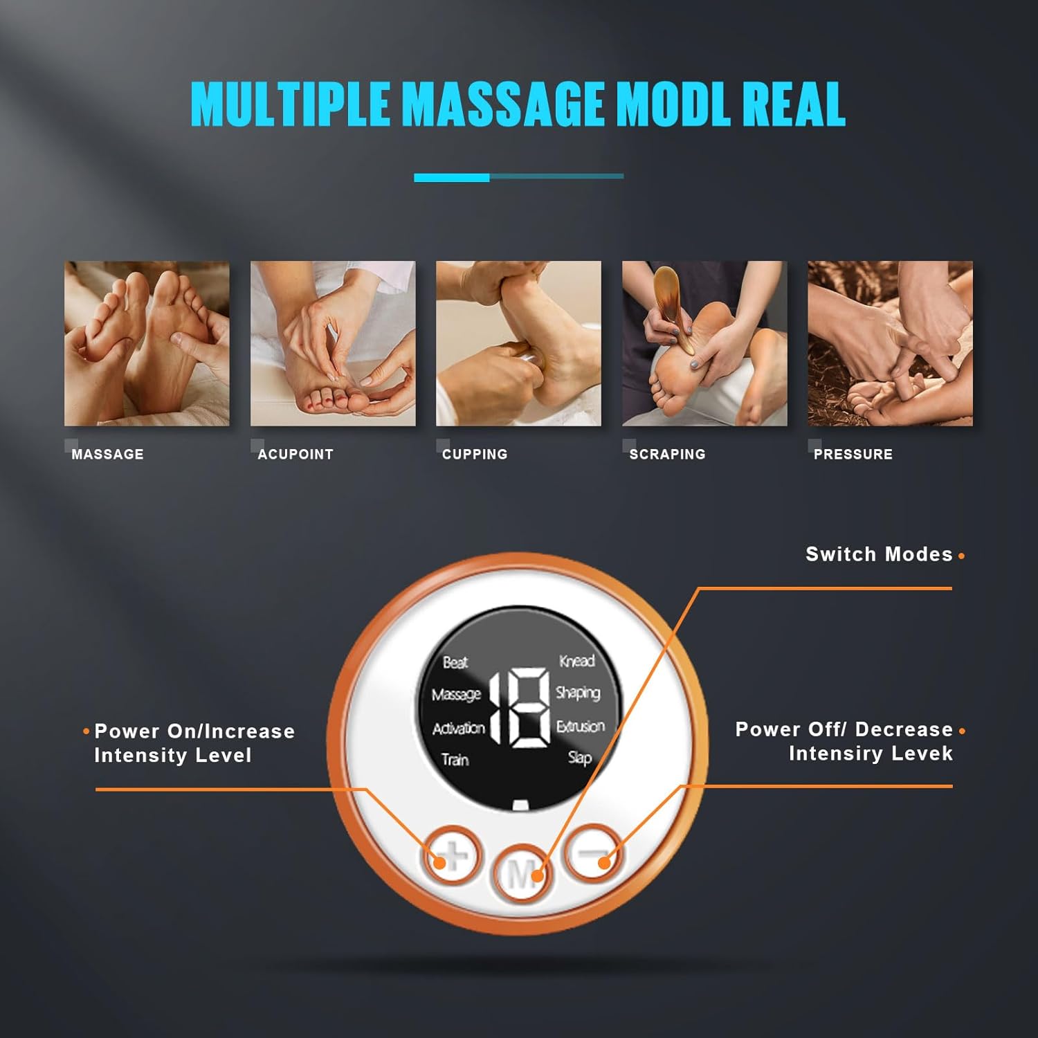 EMS-Fußmassagegerät, elektrisches Fußmassagegerät mit 8 Massagemodi und 19 Intensitätsstufen, faltbares und tragbares Design, fördert die Durchblutung und lindert Muskelschmerzen, Blau – Bild 3