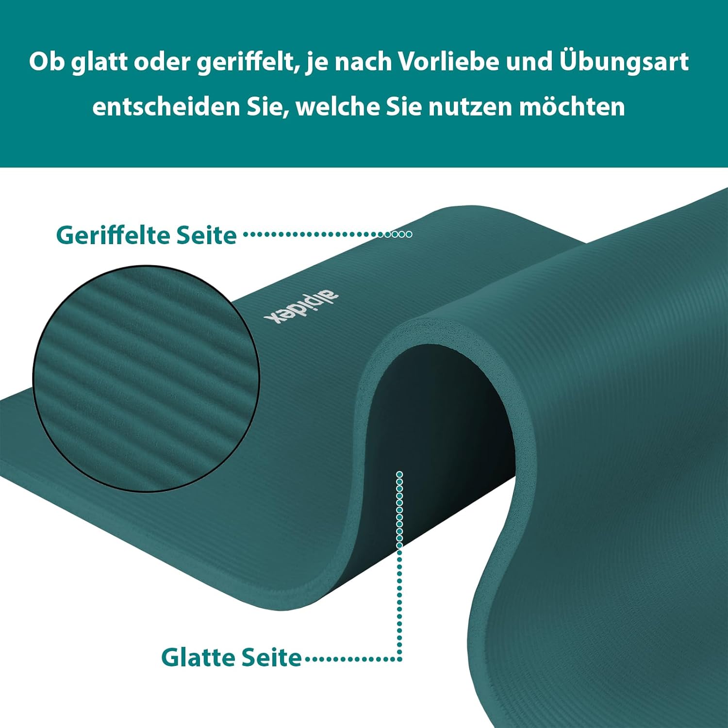 ALPIDEX Yogamatte extra dick 1,5 cm, Gymnastikmatte, 3 Größen, E-Book, rutschfest, phthalatfrei, Fitnessmatte, Gymnastik, Pilates, Sport, Physio, HIIT, Yoga, Trainingsmatte, Schlafmatte – Bild 3