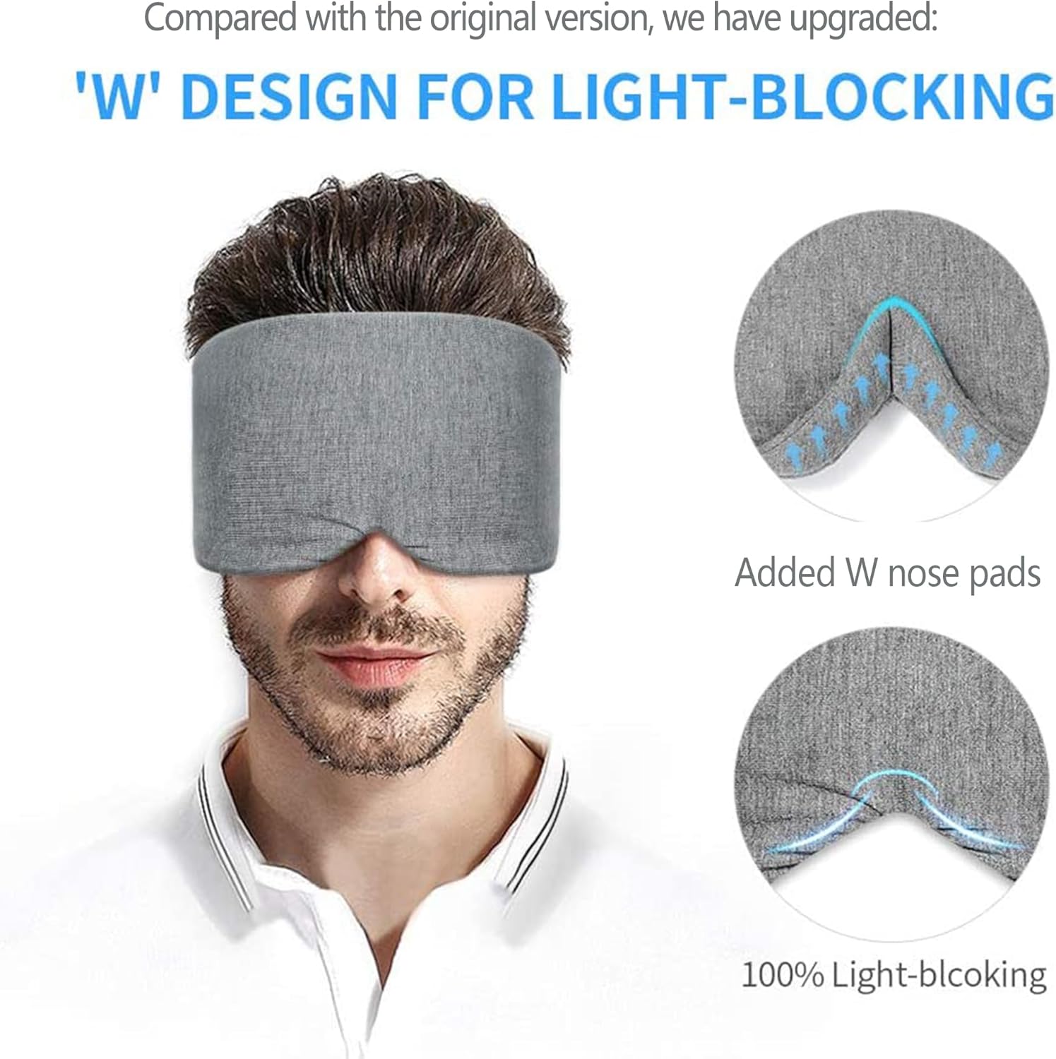 Handgefertigte Schlafmaske aus Baumwolle – neues Design, lichtblockierende Schlafmaske, weich und bequem, Augenform, Blindaugenform, Flugzeug mit Tasche zum Schlafen und Reisen für Damen und Herren – Bild 2