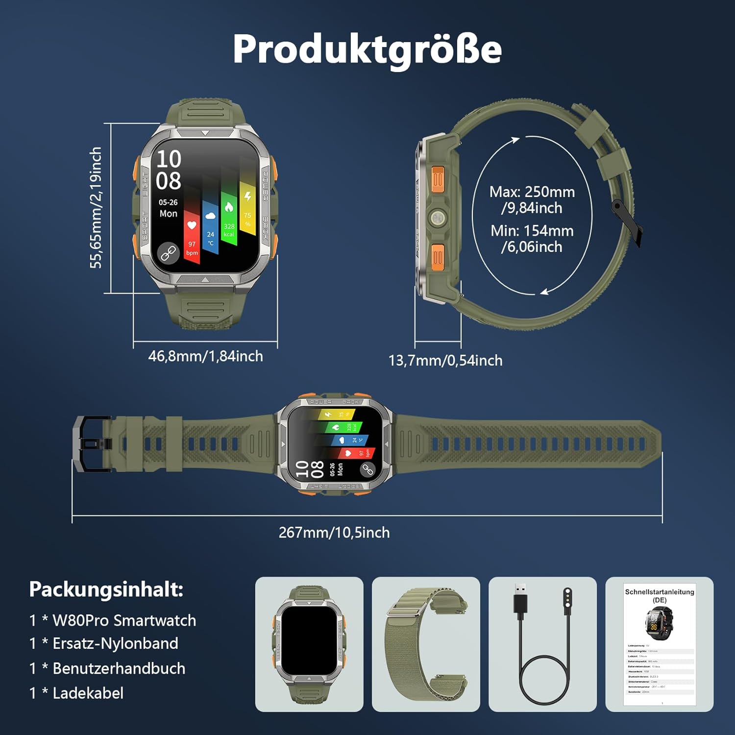 Blackview Smartwatch Herren mit integriertem GPS & Kompass, Bluetooth-Anrufe, 900 mAh Akku, Sportuhr mit Schrittzähler, Fitnessuhr, 110+ Sportmodi, Gesundheits- und Schlafmonitor, Uhr für Android iOS – Bild 9