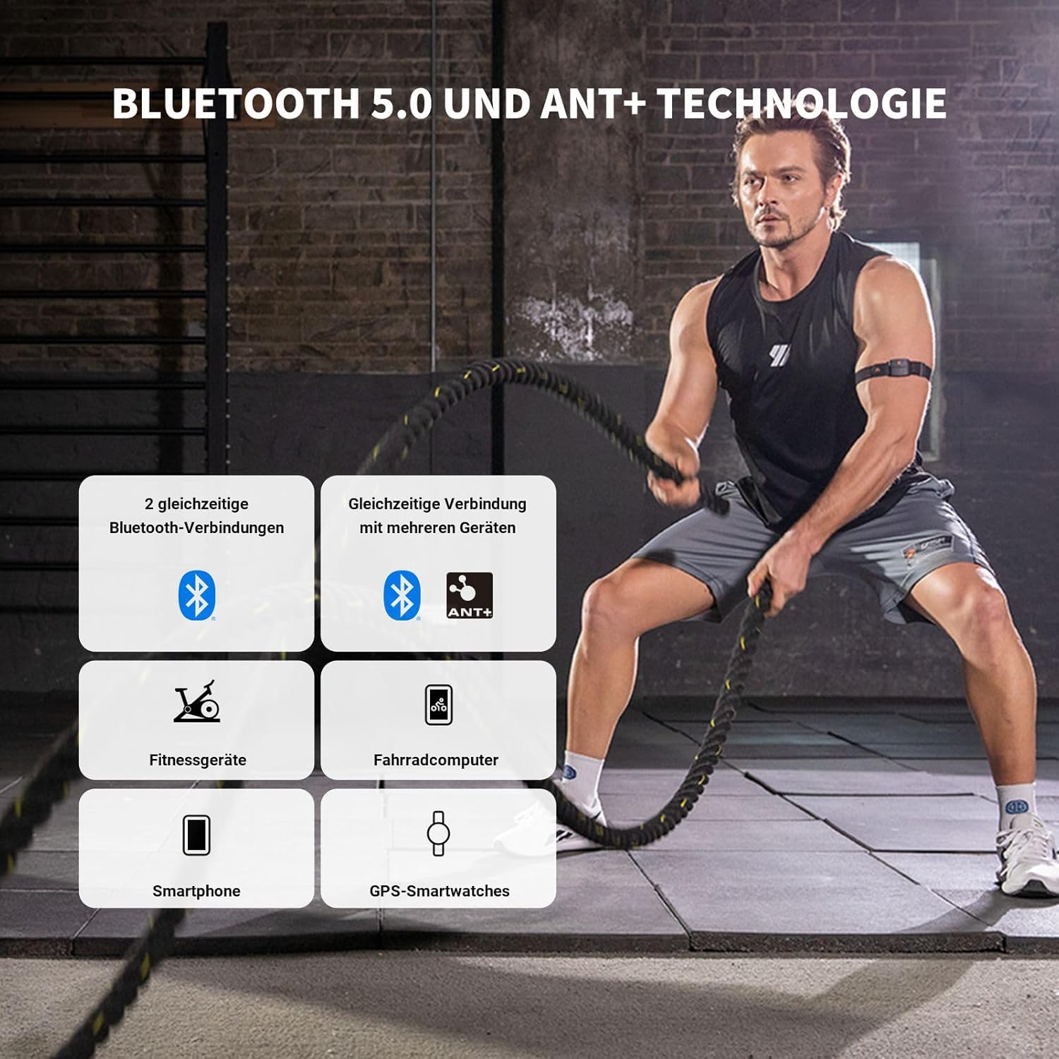 COOSPO HW9 Herzfrequenzmesser, Bluetooth ANT+ & Sensor-LED & Smart HRM Herzfrequenzmesser IP67 Wasserdichtes Herzfrequenzmesser-Armband, kompatibel mit Polar Wahoo Garmin Zwift Elite HRV – Bild 3