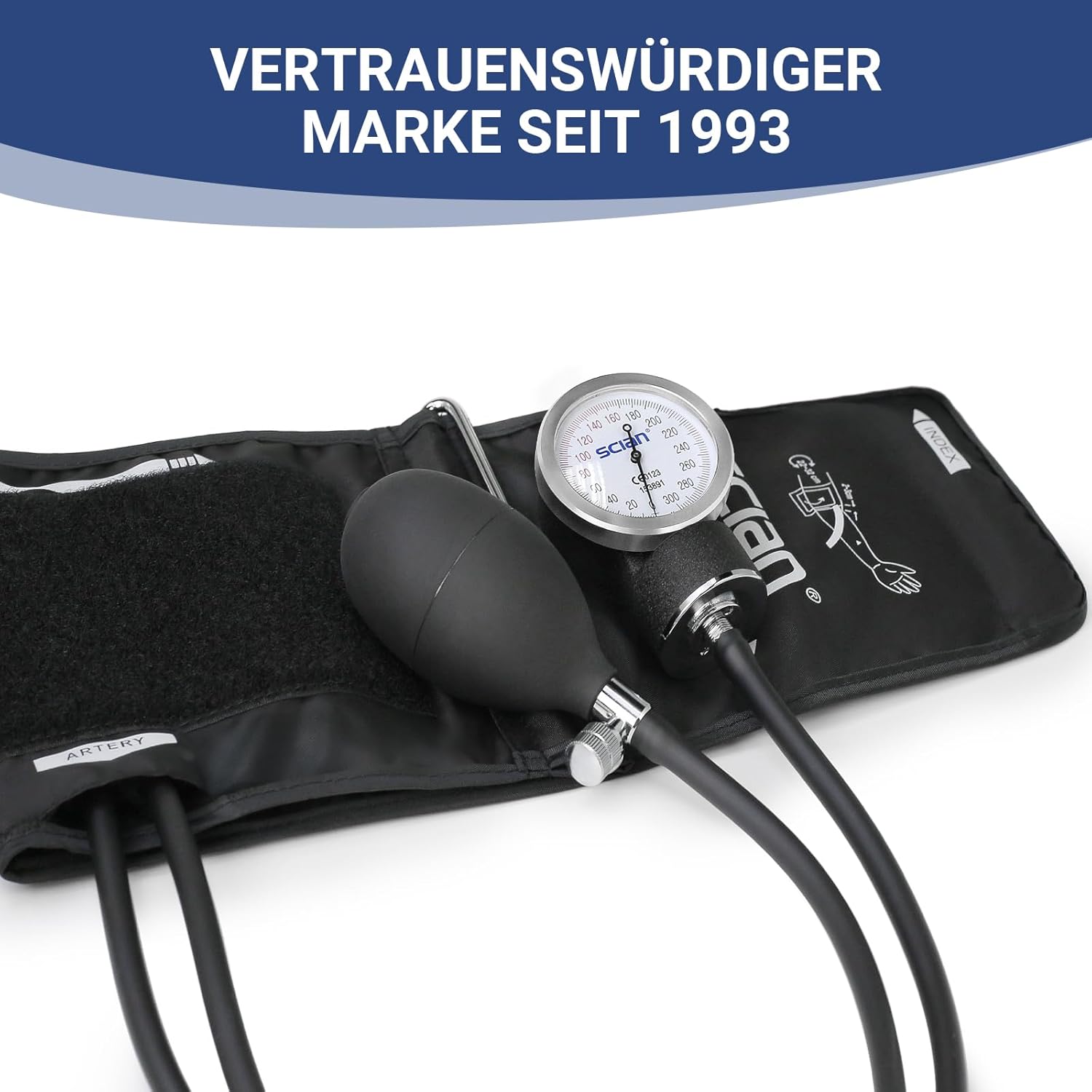 SCIAN Manuelles Blutdruckmessgerät mit großer Blutdruckmanschette (33–51 cm) und D-Ring, inklusive Tragetasche für Krankenschwestern, Ärzte, Senioren, Erwachsene, Schwarz, Größe L – Bild 6