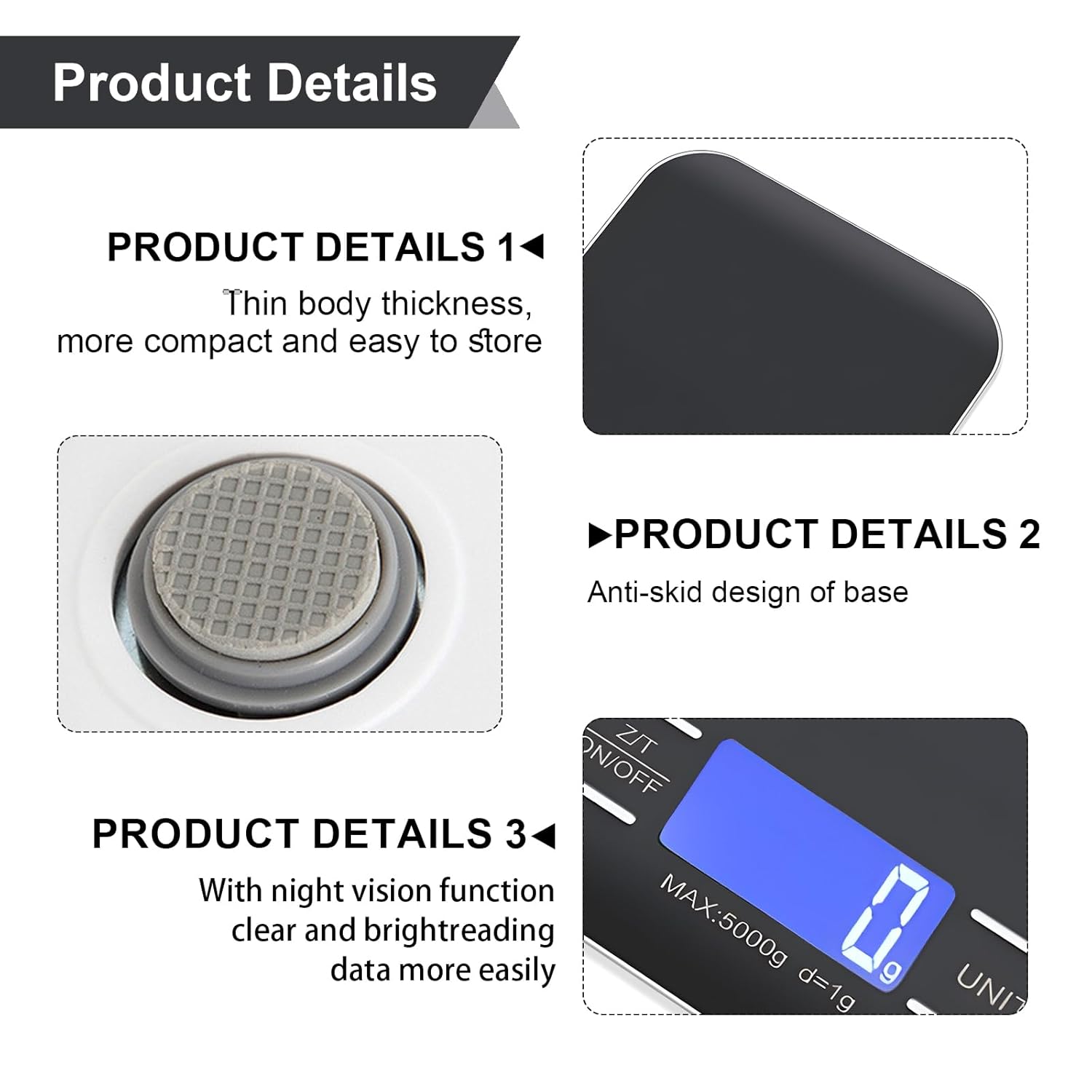 Digitale Küchenwaage, 10 kg/1 g, USB-Küchenwaage, digitale Küchenwaage mit LED-Anzeige und Tara-Funktion, multifunktionale Lebensmittelwaage zum Backen und Kochen, Schwarz – Bild 6