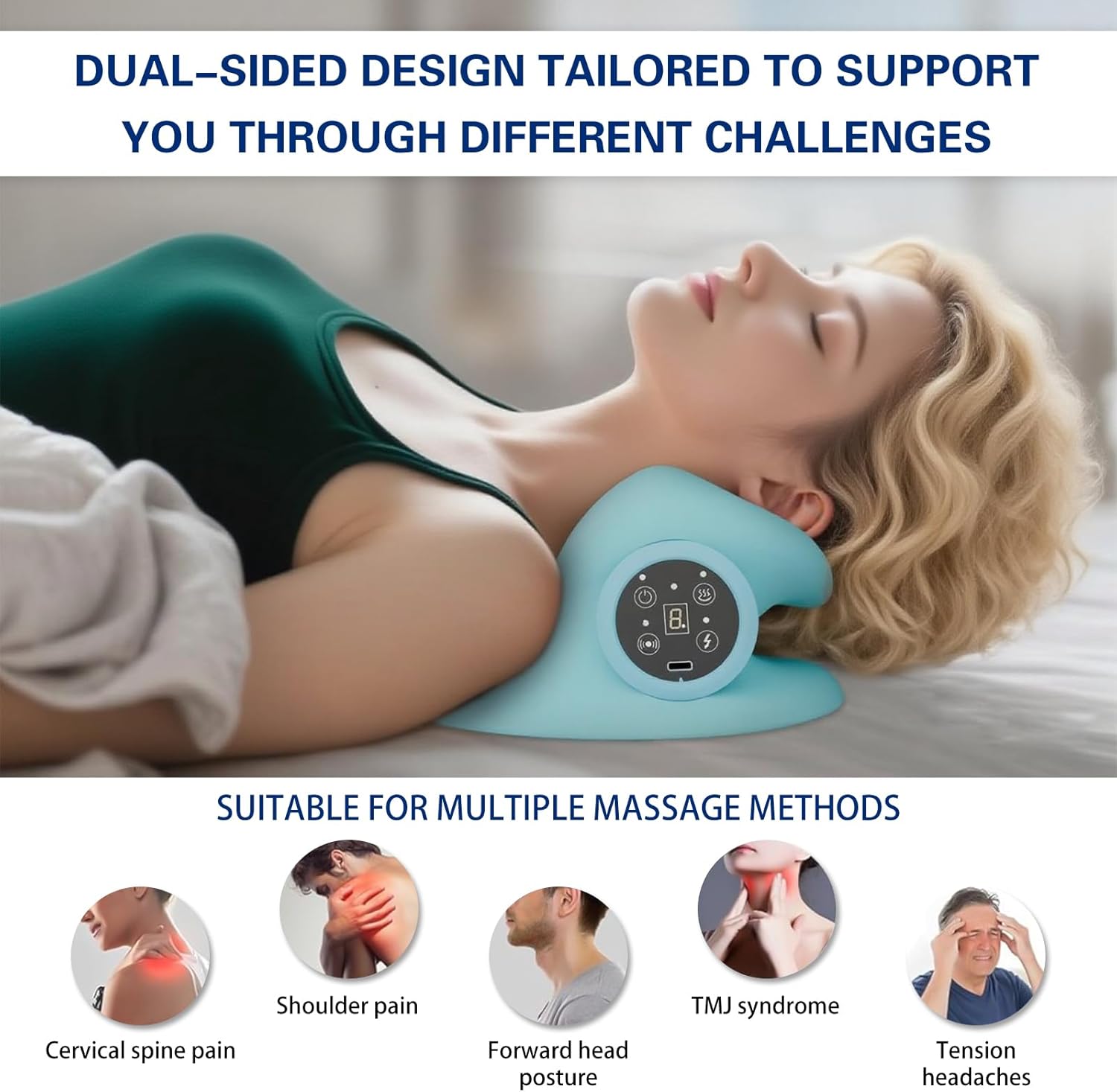 Elektrisches Nackenmassagegerät mit Wärme, Nackenmassagegerät mit Vibrationsfunktion, 3 Modi, 6 einstellbare Frequenzen, Nackenmassage für den Großteil der Bevölkerung geeignet – Bild 5