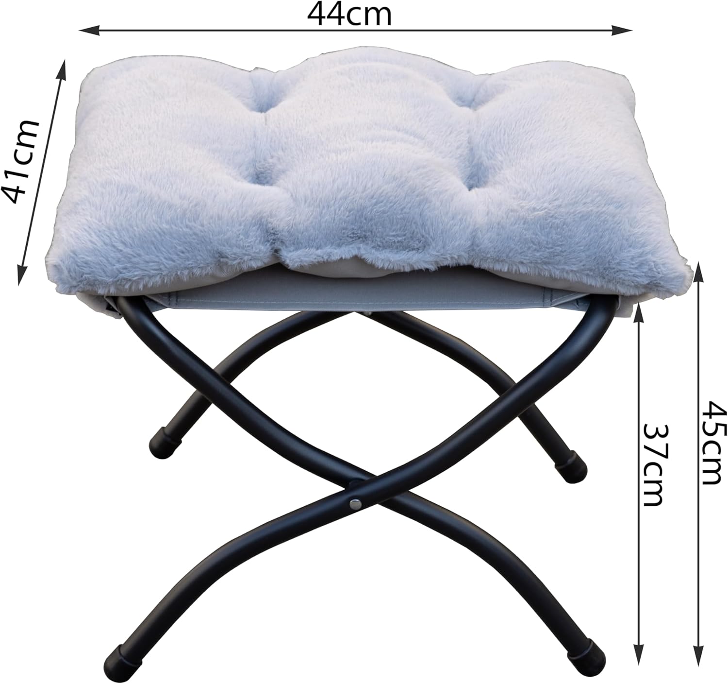 QUICK STAR Fußhocker, klappbar, Fußstütze, Fußstütze, faltbarer Hocker mit Metallbeinen, Fußhocker mit abnehmbarem, gepolstertem Sitz, Plüschfell – Bild 3