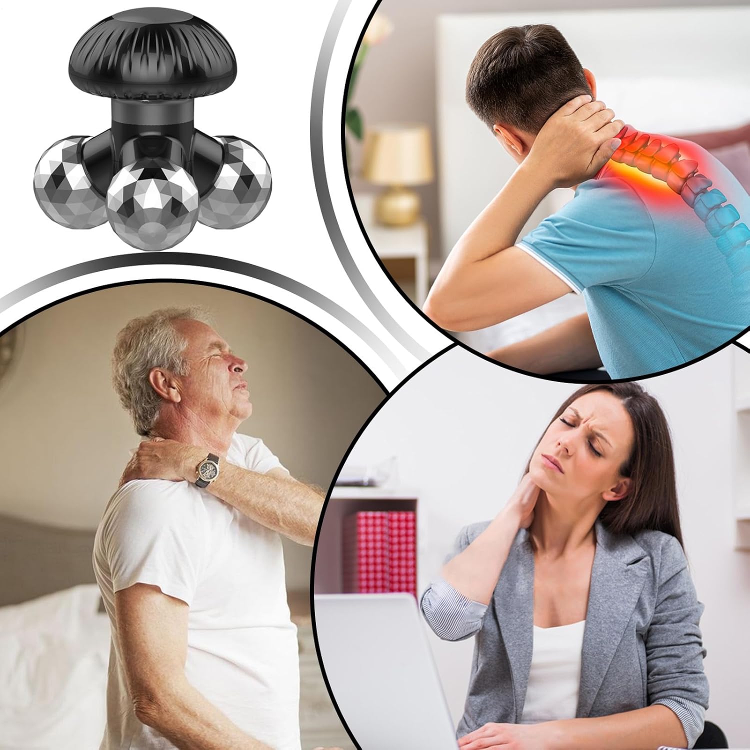 Handmassagegerät – elektrisches Pilzroller-Vibrationsmassagegerät, tragbares Entspannungsgerät | Bietet Fuß-Rücken-Hand-Nacken-Schulter-Entlastung für Männer, Frauen und Erwachsene zu Hause – Bild 5