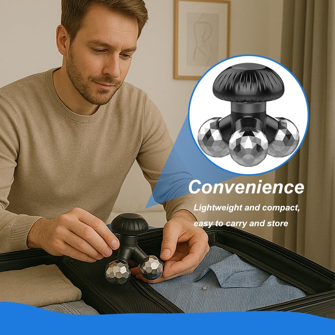 Elektrisches Mini-Handmassagegerät für sanftes Vibrationsmassagegerät, ideal für Rücken, Nacken, Arme und Beine, mit LED-Licht, tragbar – Bild 5