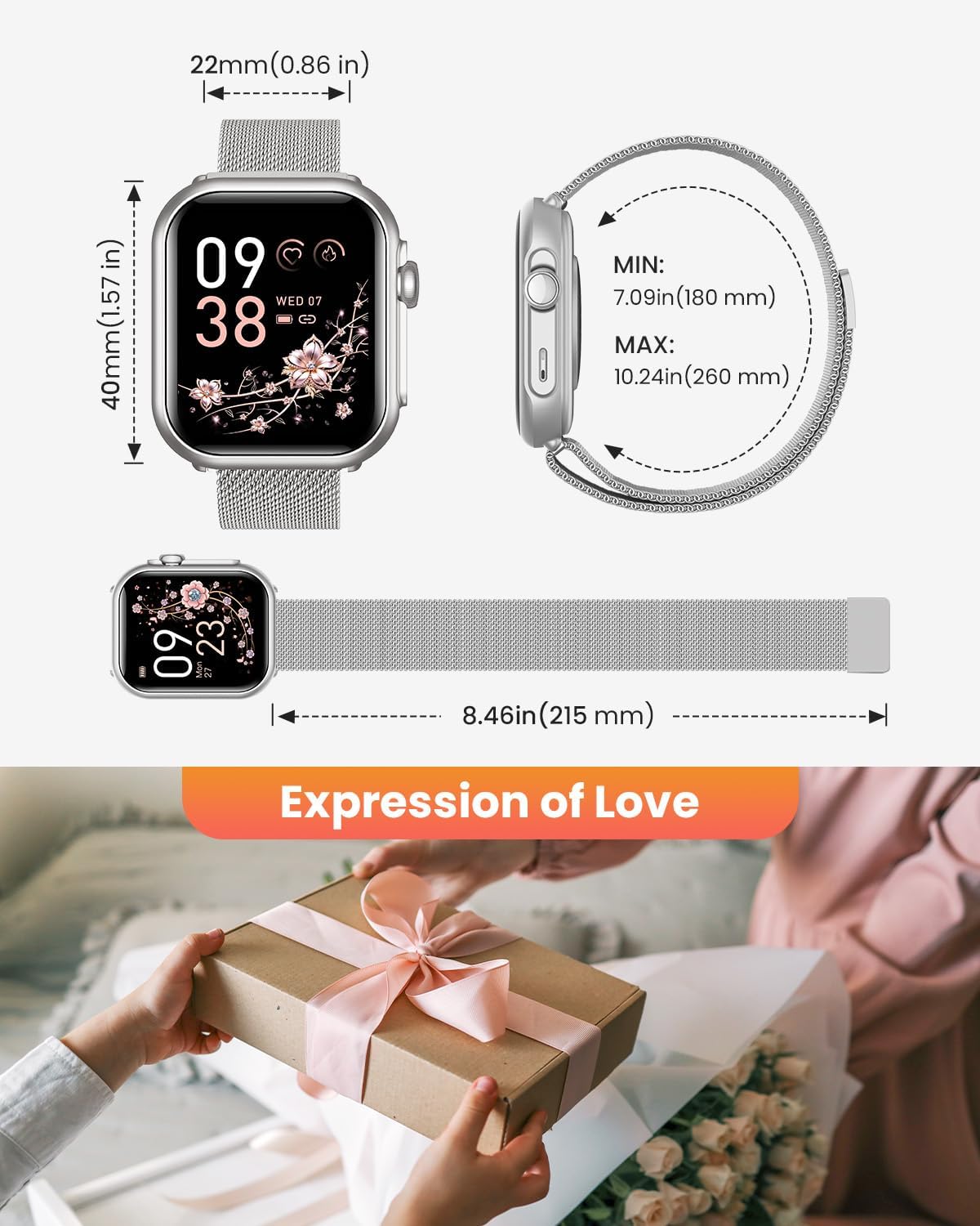 Damen-Smartwatch mit Telefonfunktion, 1000-mAh-Akku, 100 Tage Standby, 1,83-Zoll-Fitnessuhr mit Herzfrequenz, SpO2, Schlafüberwachung, 120+ Sport-Mod, IP68-Smartwatch, Schrittzähler für Android iOS – Bild 8