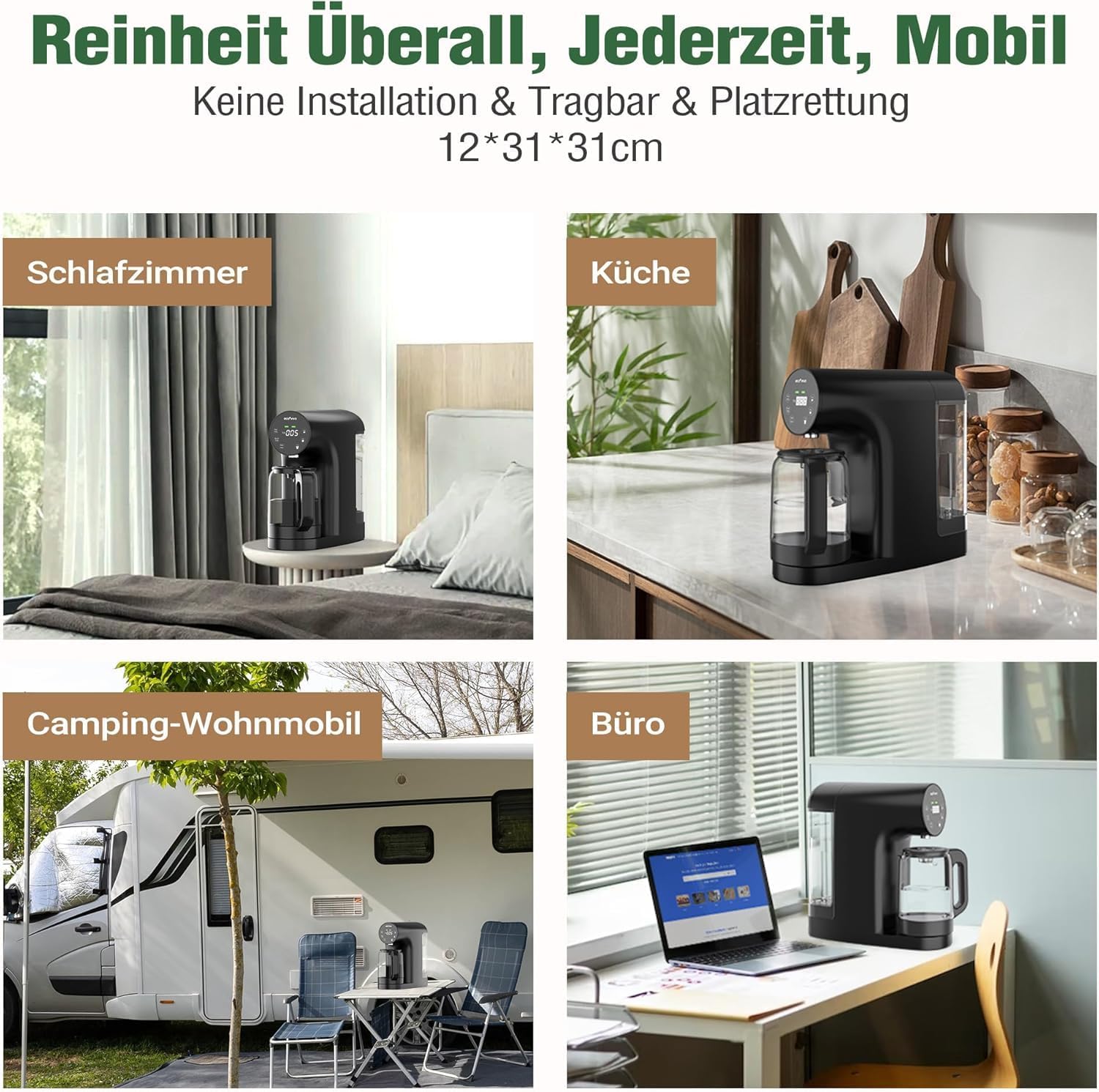 Ecoviva WP-RO-200G Tischosmoseanlage, Trinkwasser-Umkehrosmoseanlage mit 5-stufiger Filterung, Echtzeit-TDS-Monitor, 3:1 Reinheit zum Abfluss, mobiler Umkehrosmose-Wasserfilter, keine Installation – Bild 2