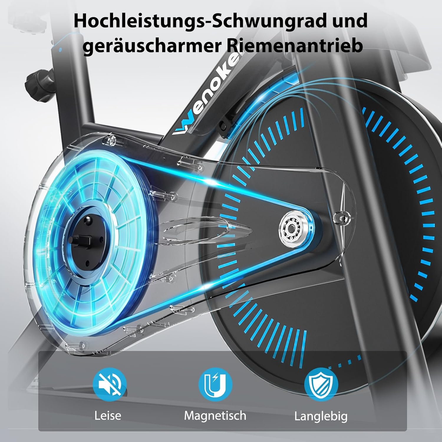 Wenoker Heimtrainer Fahrrad mit verstellbarem Magnetwiderstand, Ergometer Hometrainer Fahrrad mit APP, LCD-Monitor, Tablet-Halterung, Höhenverstellbar, Leises Fitnessbike Bis 160kg – Bild 3
