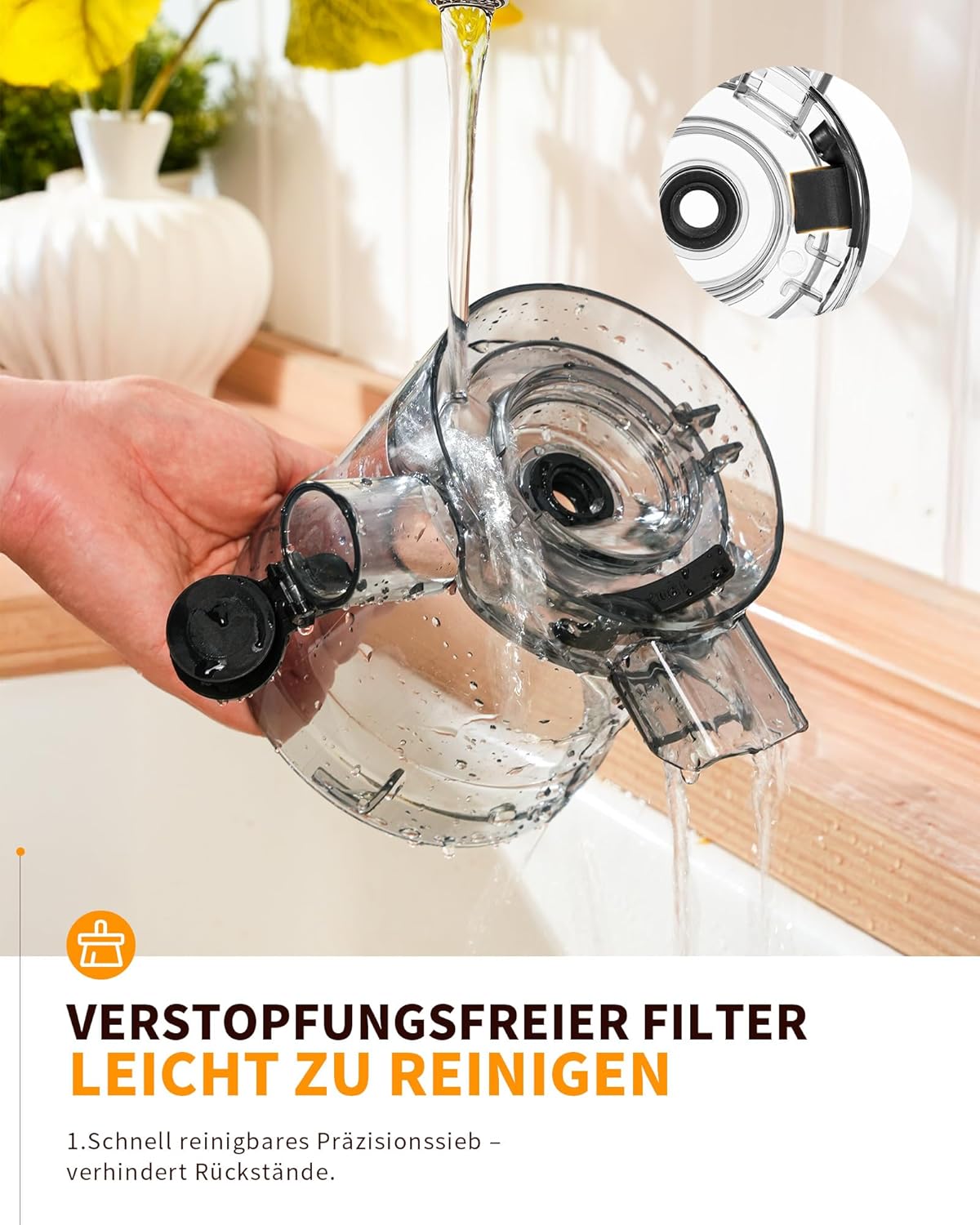Entsafter, Slow Juicer mit 130 mm breitem Einfüllrohr für ganzes Gemüse und Obst, Testsieger, Tritan BPA-frei, 220 W elektrischer Entsafter, leicht zu reinigender Entsafter, inklusive Saftrezepten – Bild 9