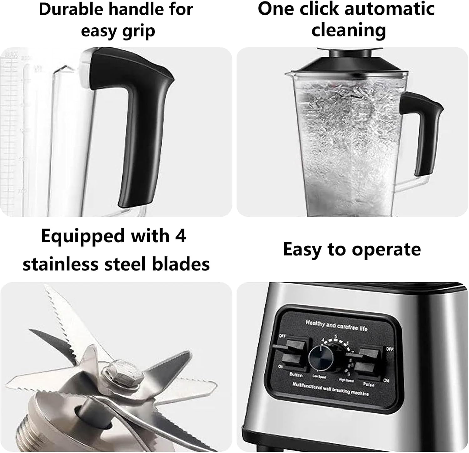6000 W Multifunktions-Standmixer, 2 in 1, 2,5 l Mixer, Smoothie-Maker, 9-Gang-Mixer mit 2 Schüsseln und Edelstahlklingen, für Eisdessert, Milchshake und Smoothie (2-in-1) – Bild 8