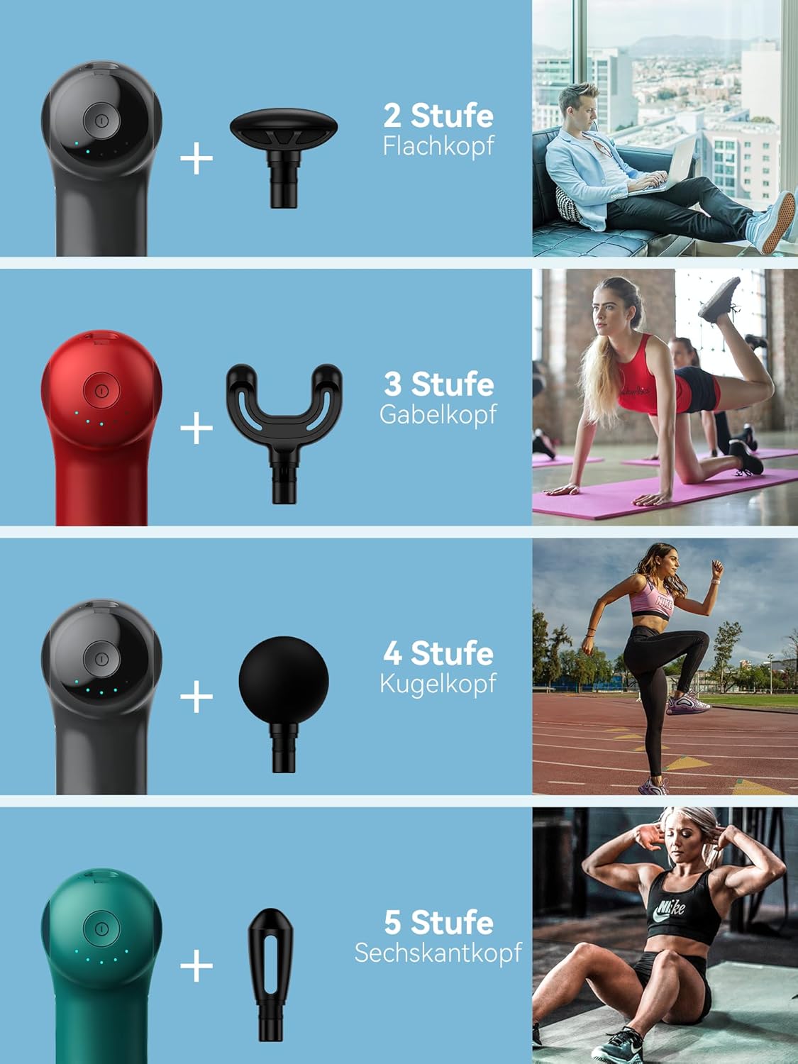 HEYCHY Mini-Massagepistole, Percussion-Tiefengewebe-Massagegerät, Reise-Massagepistole, kompaktes Sport-Massagegerät, tragbares Handmassagegerät für Büro, Zuhause und Sportler – Bild 5