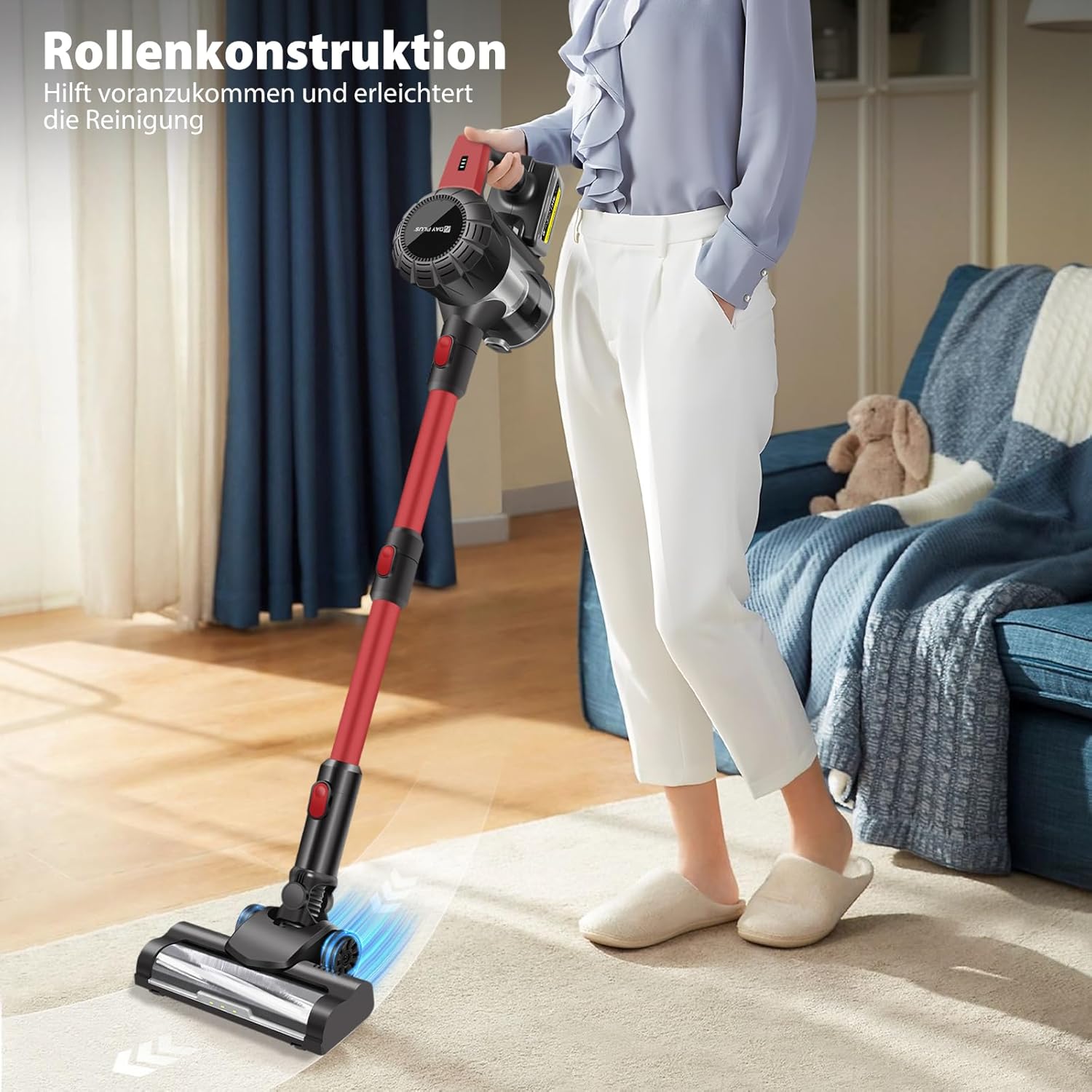 Akku-Staubsauger 45000 Pa/500 W/40 Min, Handstaubsauger, kabelloser selbststehender Tierhaarentferner mit Anti-Tangle-Bürste, leicht, Wandladestation, extrem leise für Tierhaare, Teppich, Hartböden, Auto – Bild 9