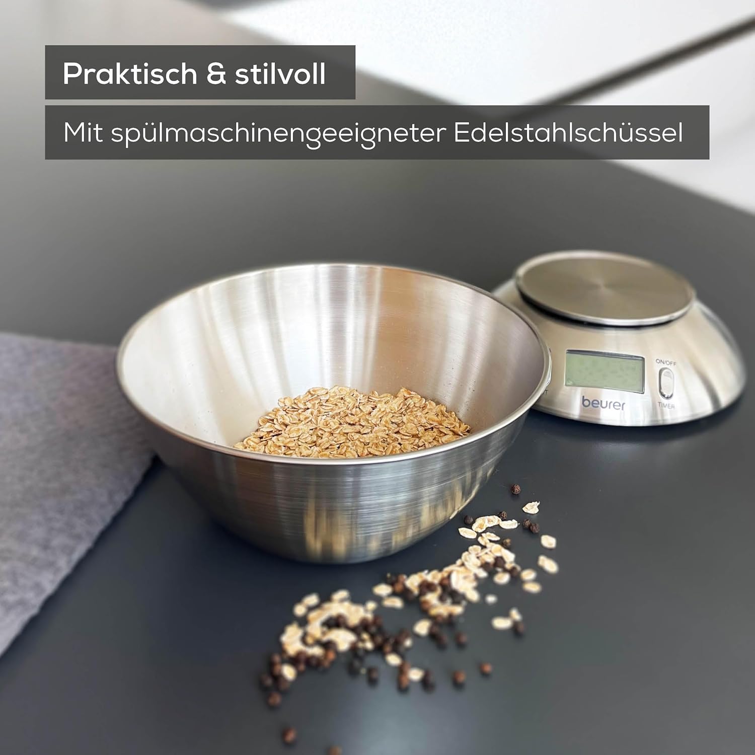 Beurer KS54 Küchenwaage mit Edelstahlschüssel – Bild 4