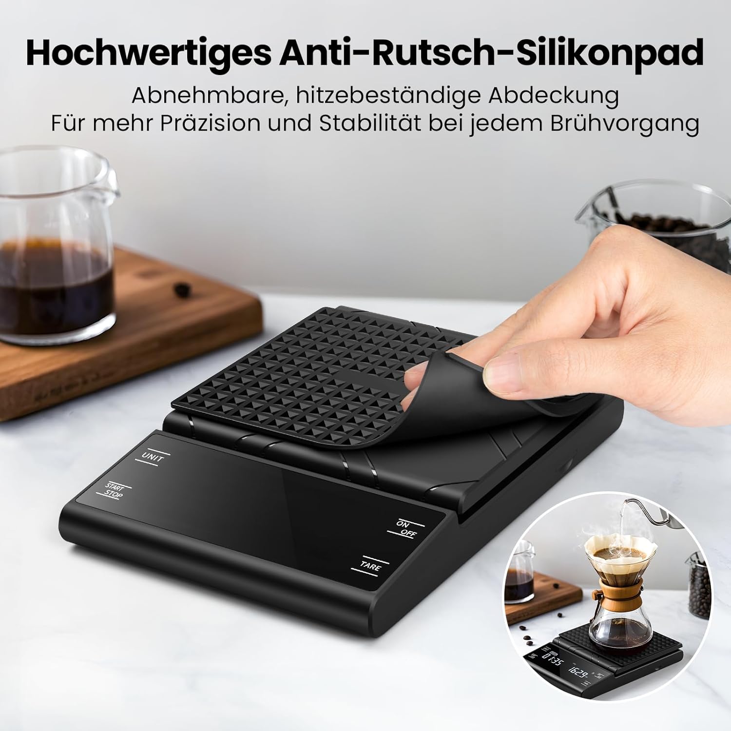 Digitale Kaffeewaage mit Timer, wiederaufladbare Espressowaage 5 kg / 0,1 g Präzisionswaage für Espresso und Übergießen, Küchenwaage digital mit Premium-LCD-Display automatisch für Schmuck – Bild 4