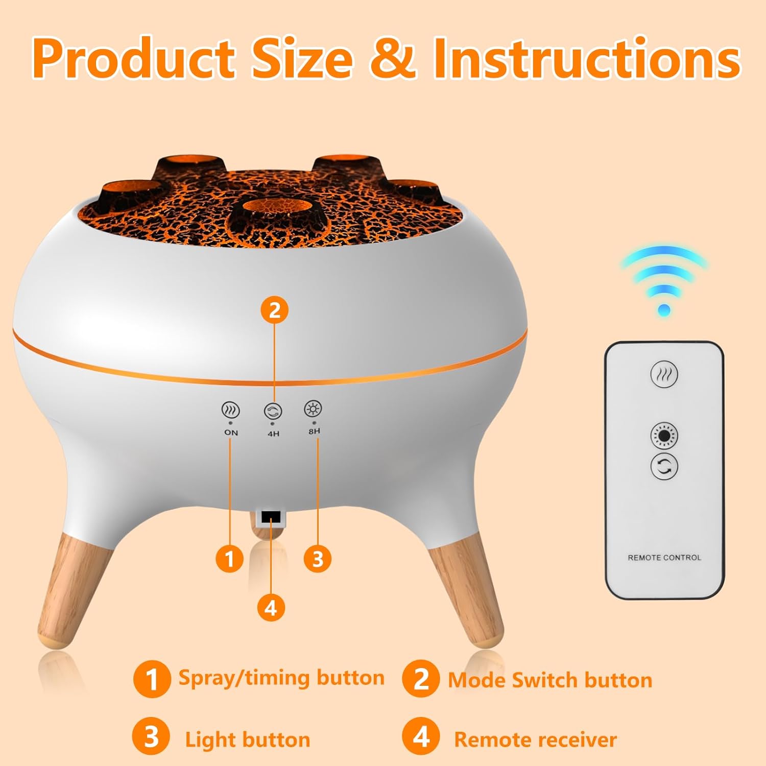 Flammen-Aroma-Diffusor, 250 ml, Luftbefeuchter Schlafzimmer, 2 Sprühmuster, Duftöl-Diffusor, Luftdiffusor-Luftbefeuchter mit 7 Farben, LED-Licht & Timing-Funktion, Entschärfer für Kinder – Bild 2