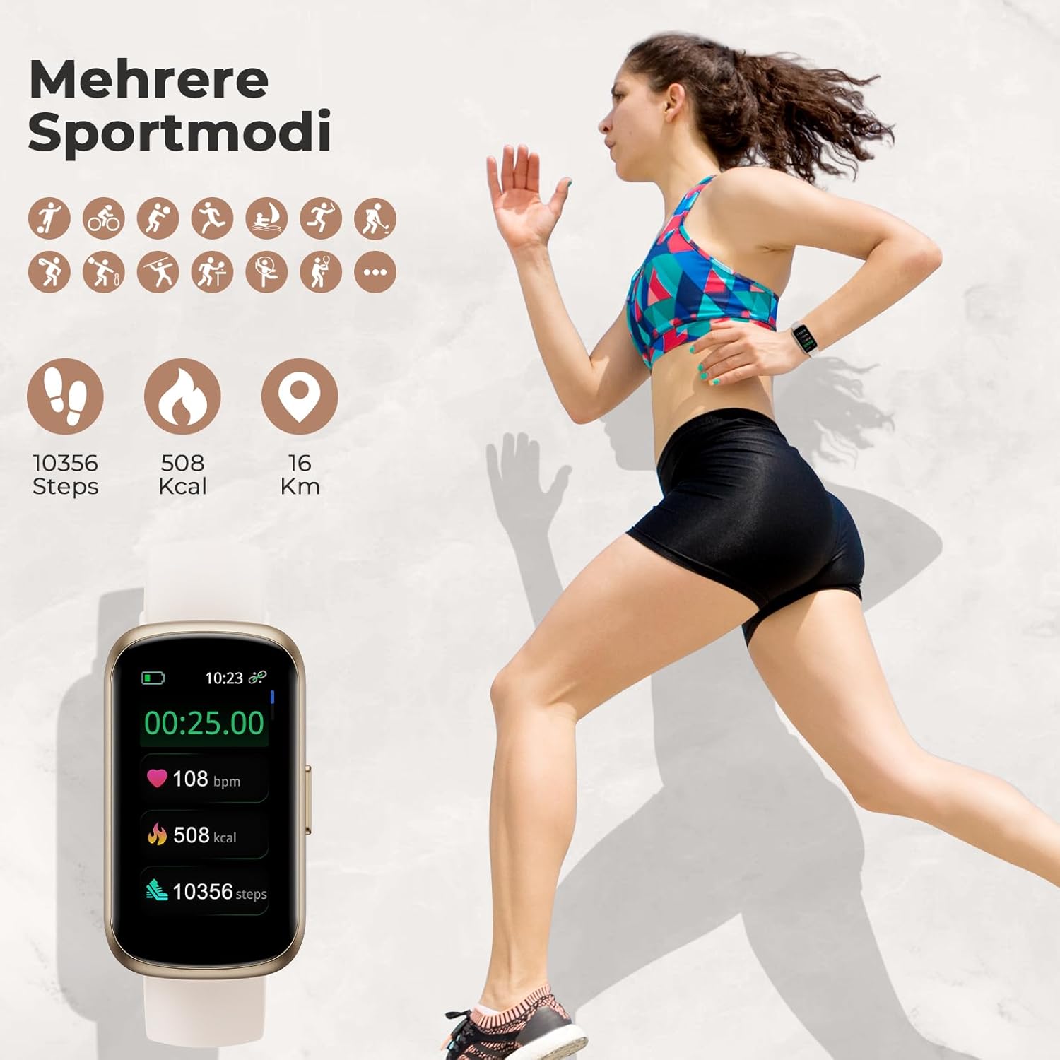 Smartwatch Damen 1,47 Zoll Fitnessuhr klein mit Herzfrequenzmesser, SpO2/Schlafmonitor, 24 Sportmodi, Fitnesstracker, Schrittzähler, wasserdicht 3ATM, Nachricht WhatsApp für Android/iOS (Polarstern Roségold) – Bild 3