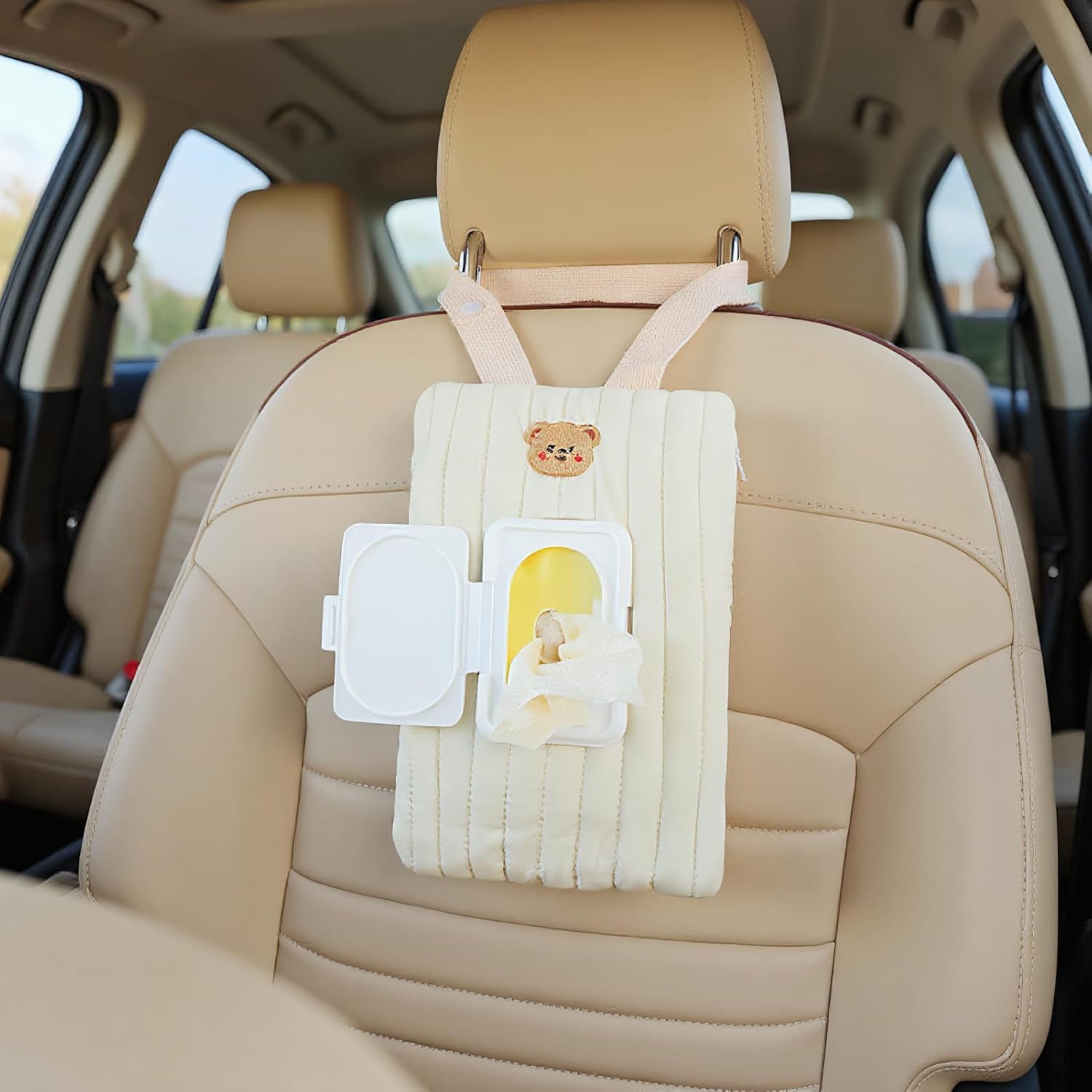 Wie wiederverwendbare Feuchttücher Tasche | Hängbare Feuchttücher Box für Kinderwagen,Wiederverwendbare nachfüllbare Aufbewahrungsbehälter Zugang Für Mädchen Reisen Auto Draußen Kinderwagen – Bild 2