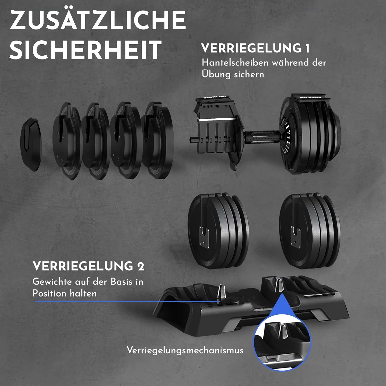 NEOLYMP Hantel verstellbar 40 kg – 12 Gewichtsstufen mit Drehgriff – Hantel ergonomisch, rutschfest und platzsparend – verstellbare Hanteln für Damen und Herren – Hanteln mit Gewichten – Bild 7