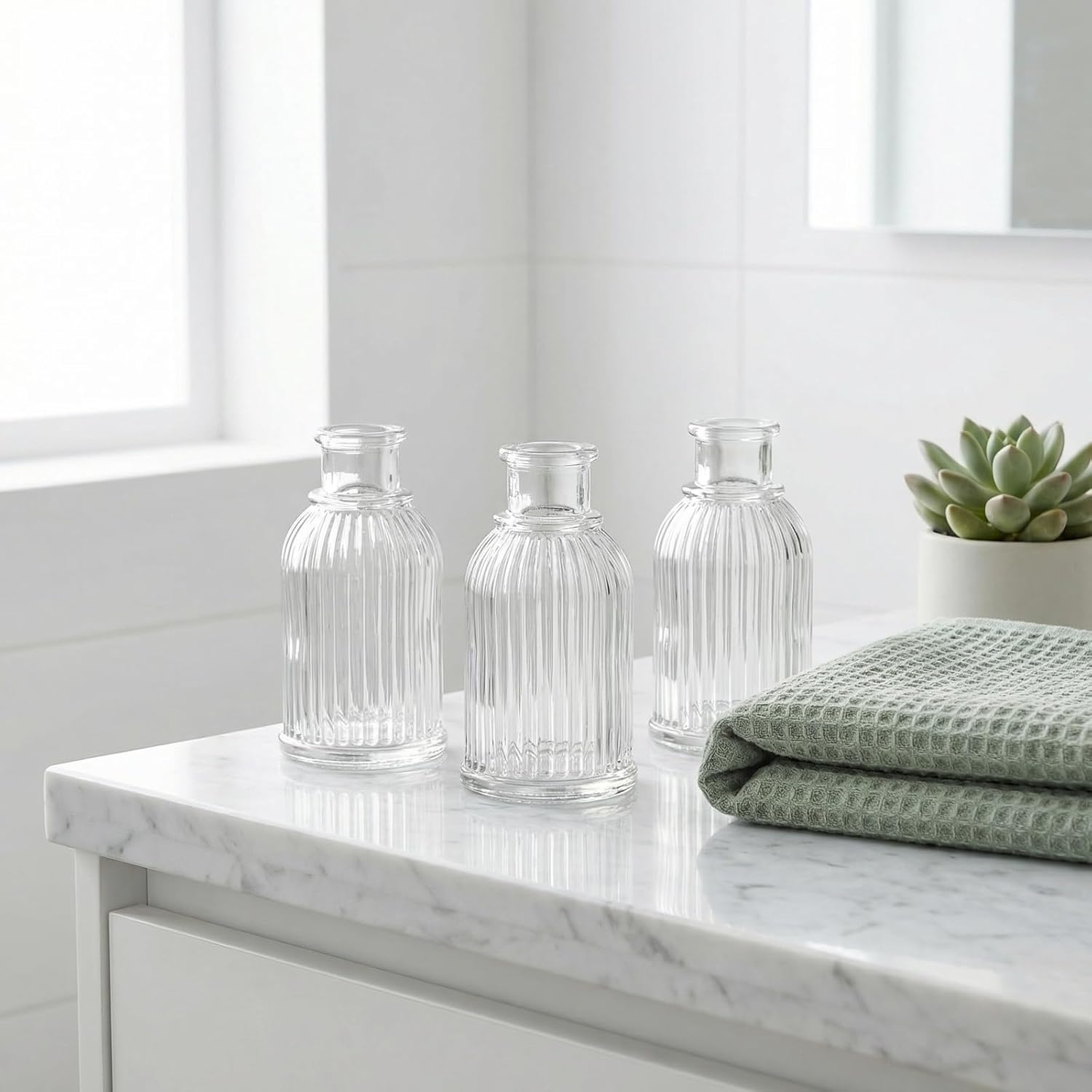 2 Stück Glasdiffusorflaschen, Aromatherapie Glasflasche, Leere Diffusor Flasche mit römischen Streifen, Glasflaschen für Raumduft Diffusor, für Wohnzimmer Schlafzimmer Badezimmer Spa (100, Milliliter) – Bild 7