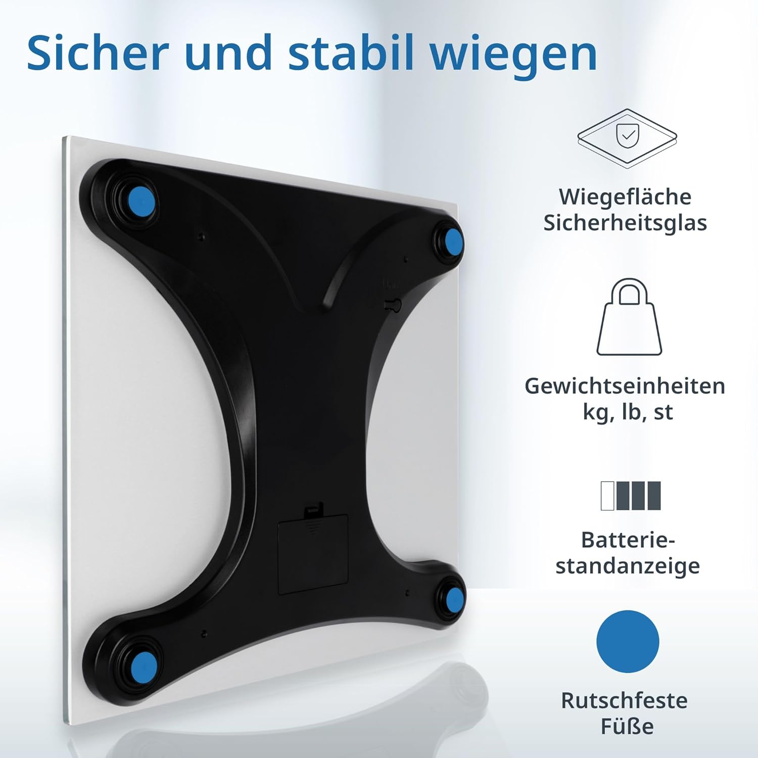 ADE Digitale Personenwaage mit XXL-Display | 200 kg Tragkraft | Besonders gut ablesbare Körperwaage | Ideal für Brillenträger, Senioren | Personenwaage Weiß – Bild 6