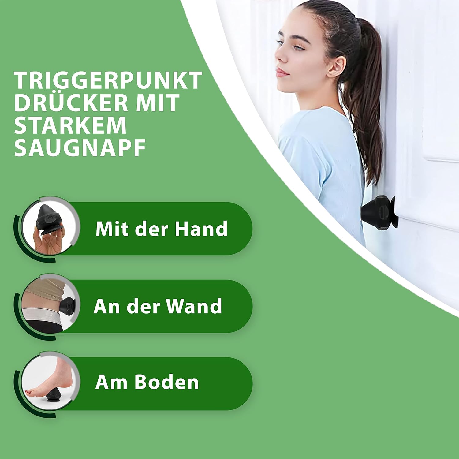Triggerpunktschieber mit Saugnapf für Massage, Faszien, Schmerzen – Selbstmassage, Akupressur auf Boden und Wand + Übungsanleitung – Bild 7