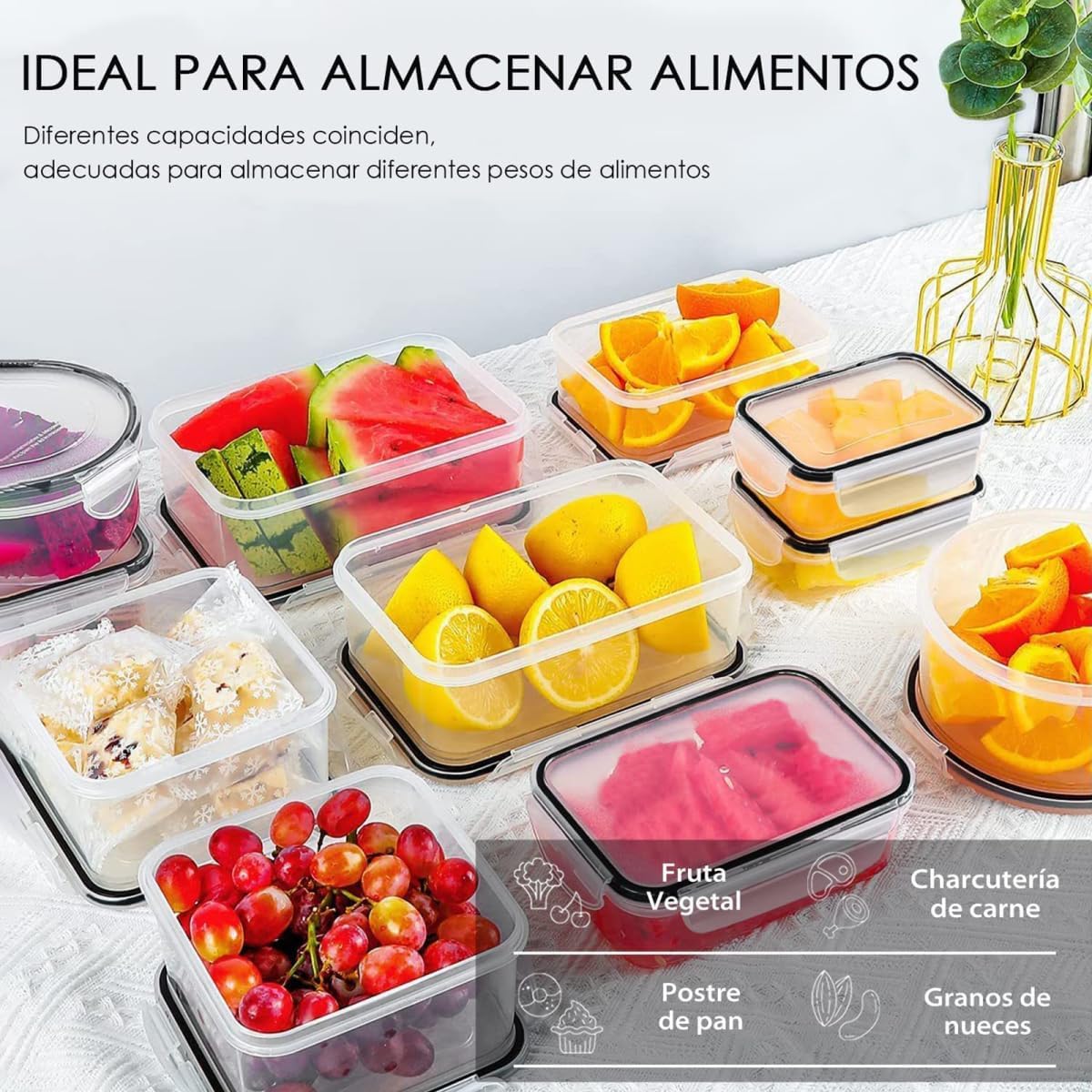 48 Frischhaltedosen mit Deckel, Meal-Prep-Boxen, Vorratsdosen-Set (24 Behälter + 24 Deckel), Aufbewahrungsboxen für die Küche, luftdicht und auslaufsicher, BPA-frei, spülmaschinen-, gefrierschrank- und mikrowellengeeignet – Bild 5